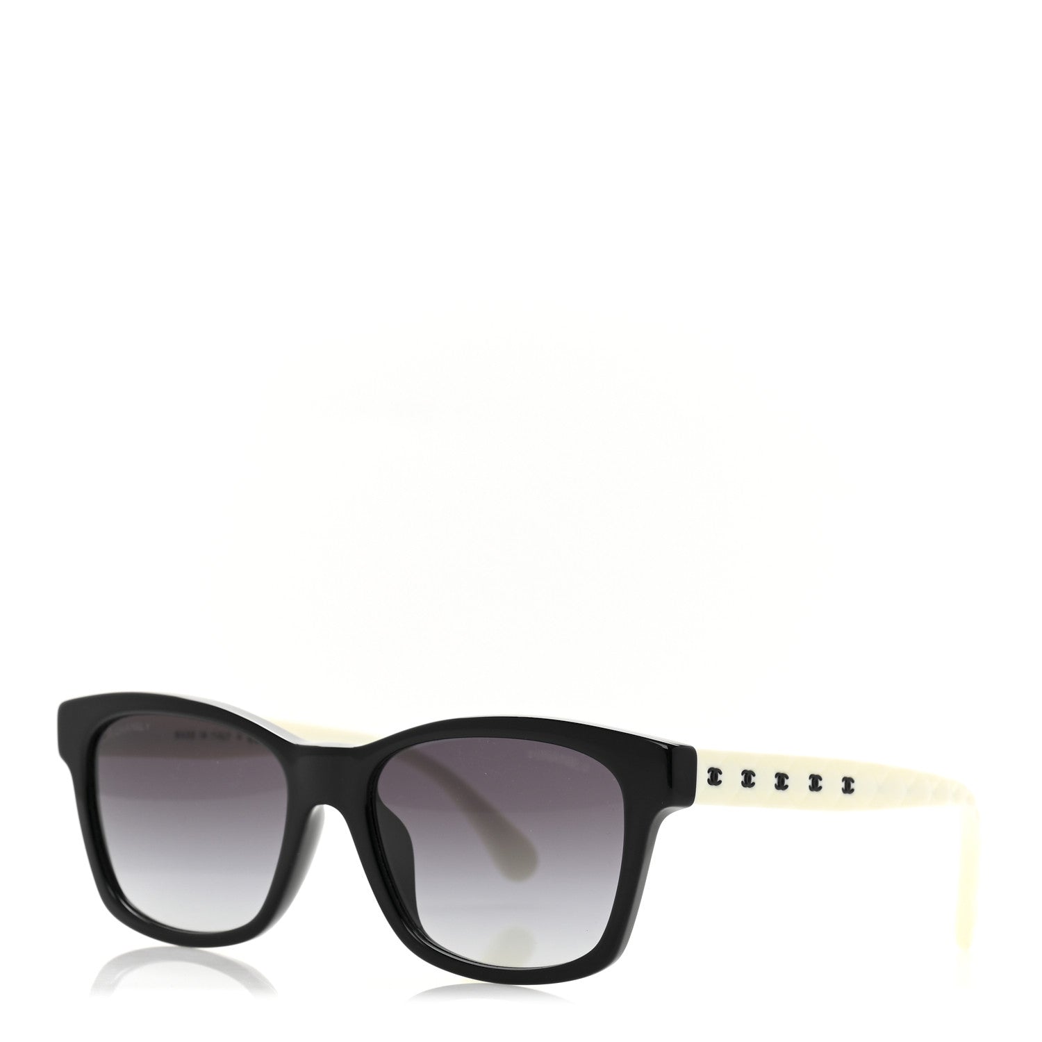Acetate Quilted CC Square Sunglasses 5484 White Black