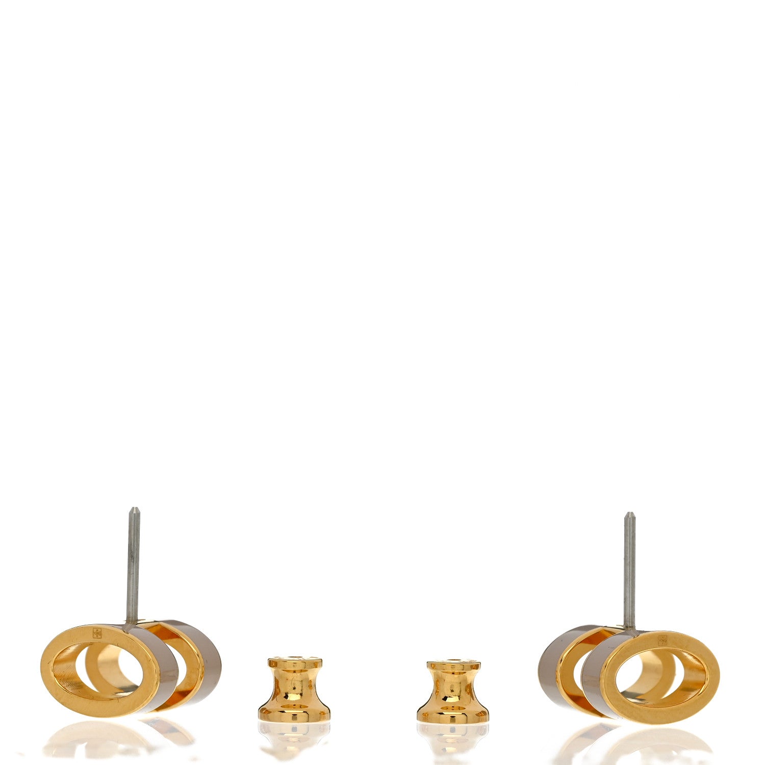 Gold Lacquered Mini Pop H Earrings Marron Glace
