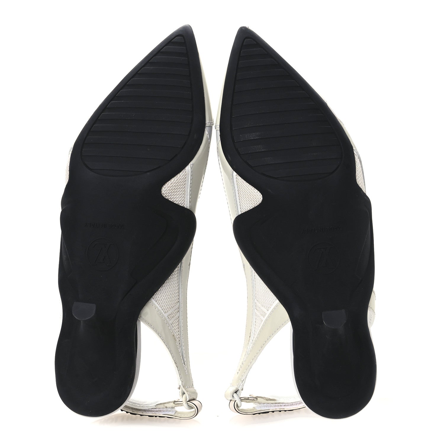 Lambskin Patent Calfskin Archlight Slingback Pumps 39 White Black