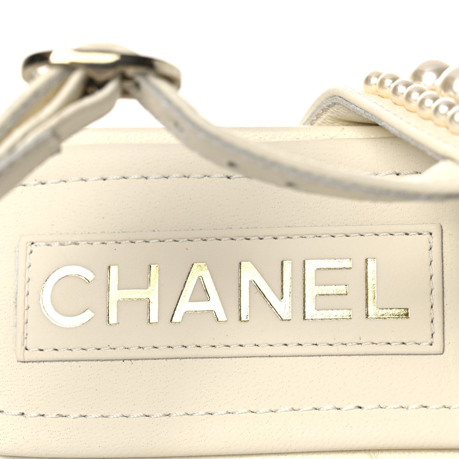 Lambskin Pearl Mini CC Thong Sandals 38 White