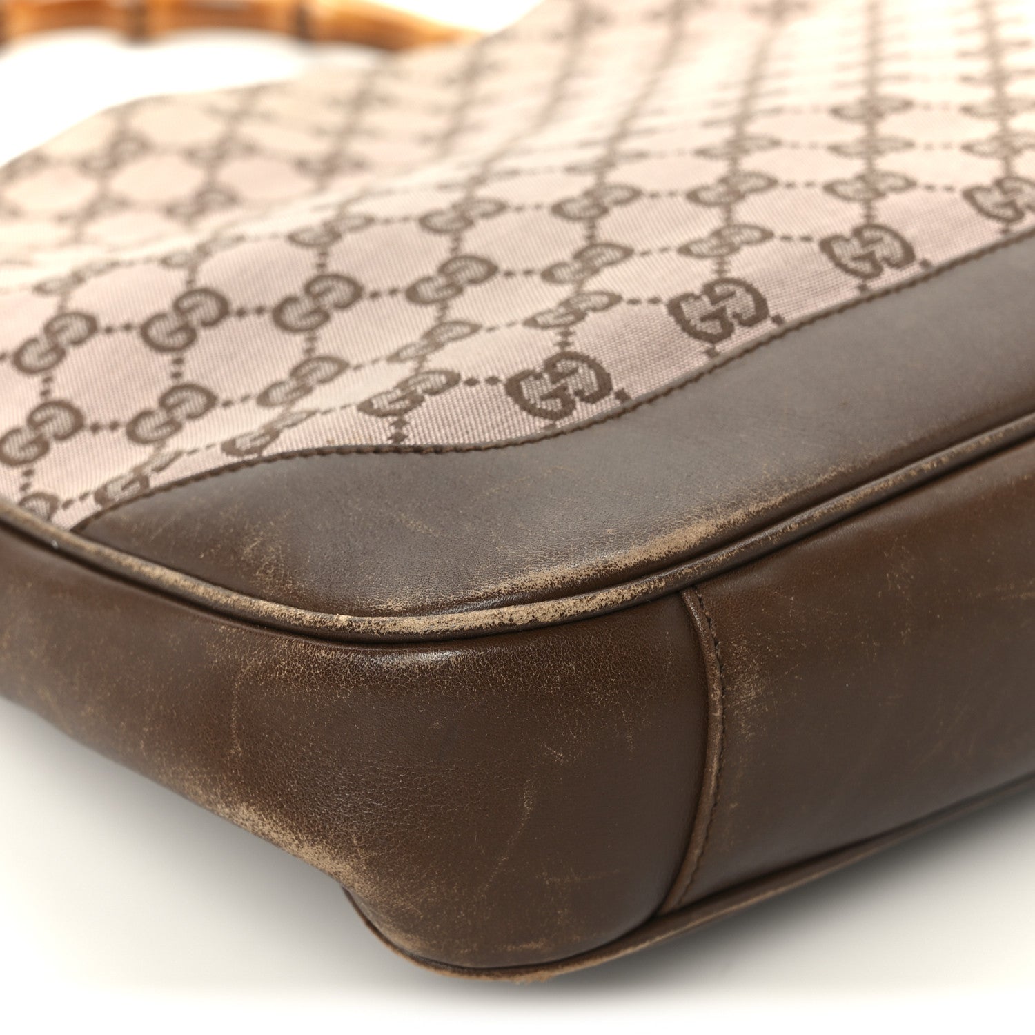 Monogram Bamboo Top Handle Bag Brown Pink