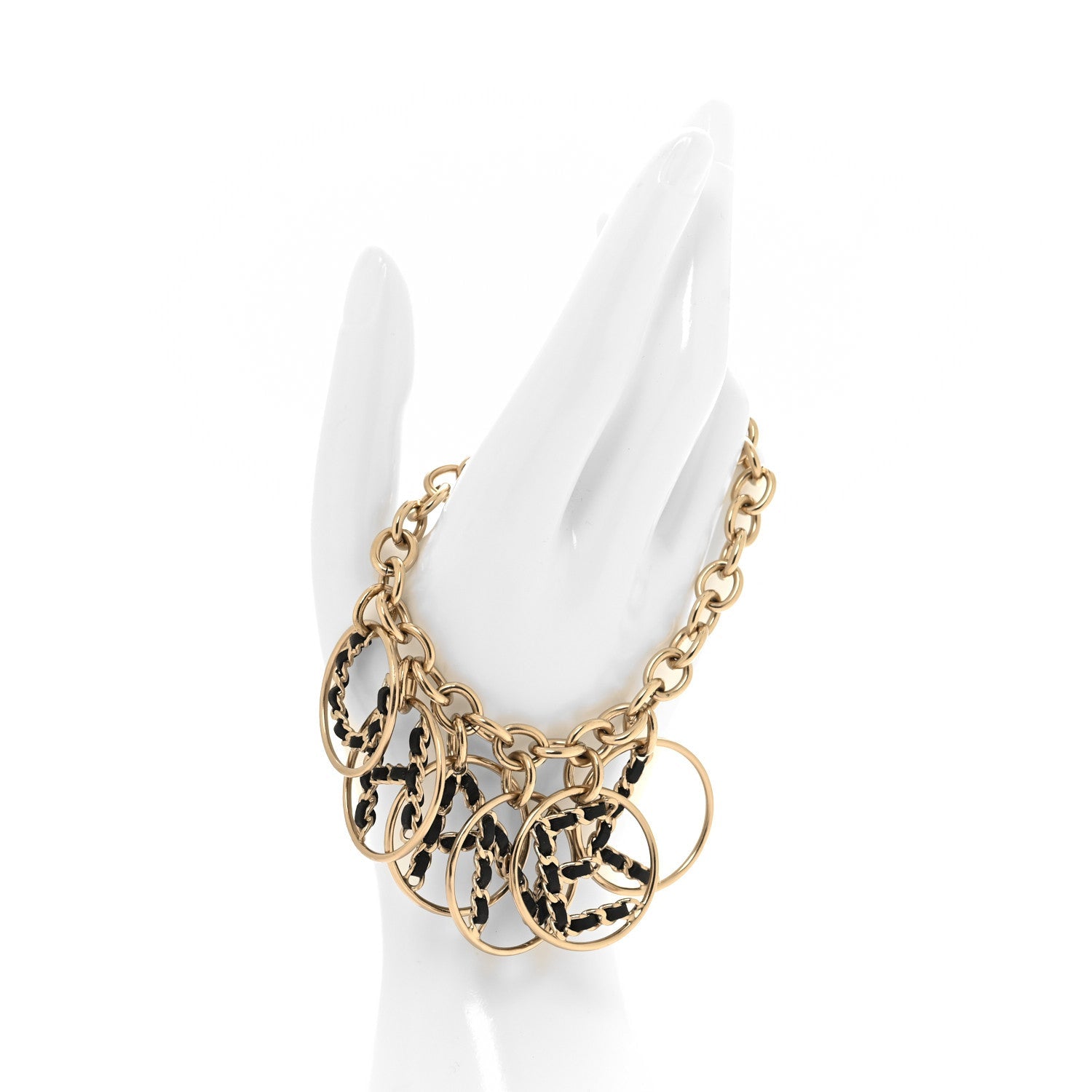 Lambskin Chain CC Logo Bracelet Gold Black