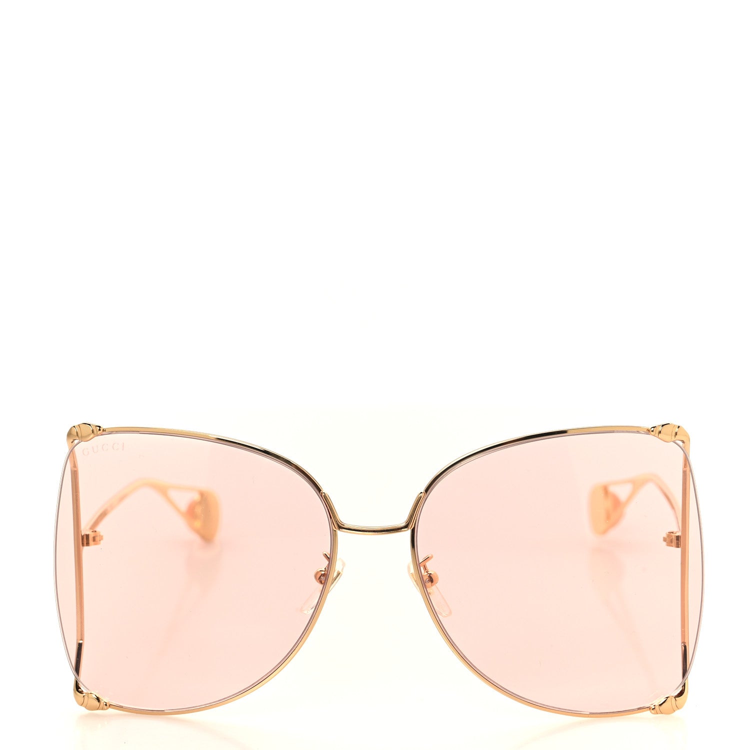 Metal Oversized Round Sunglasses GG0252S Gold Pink