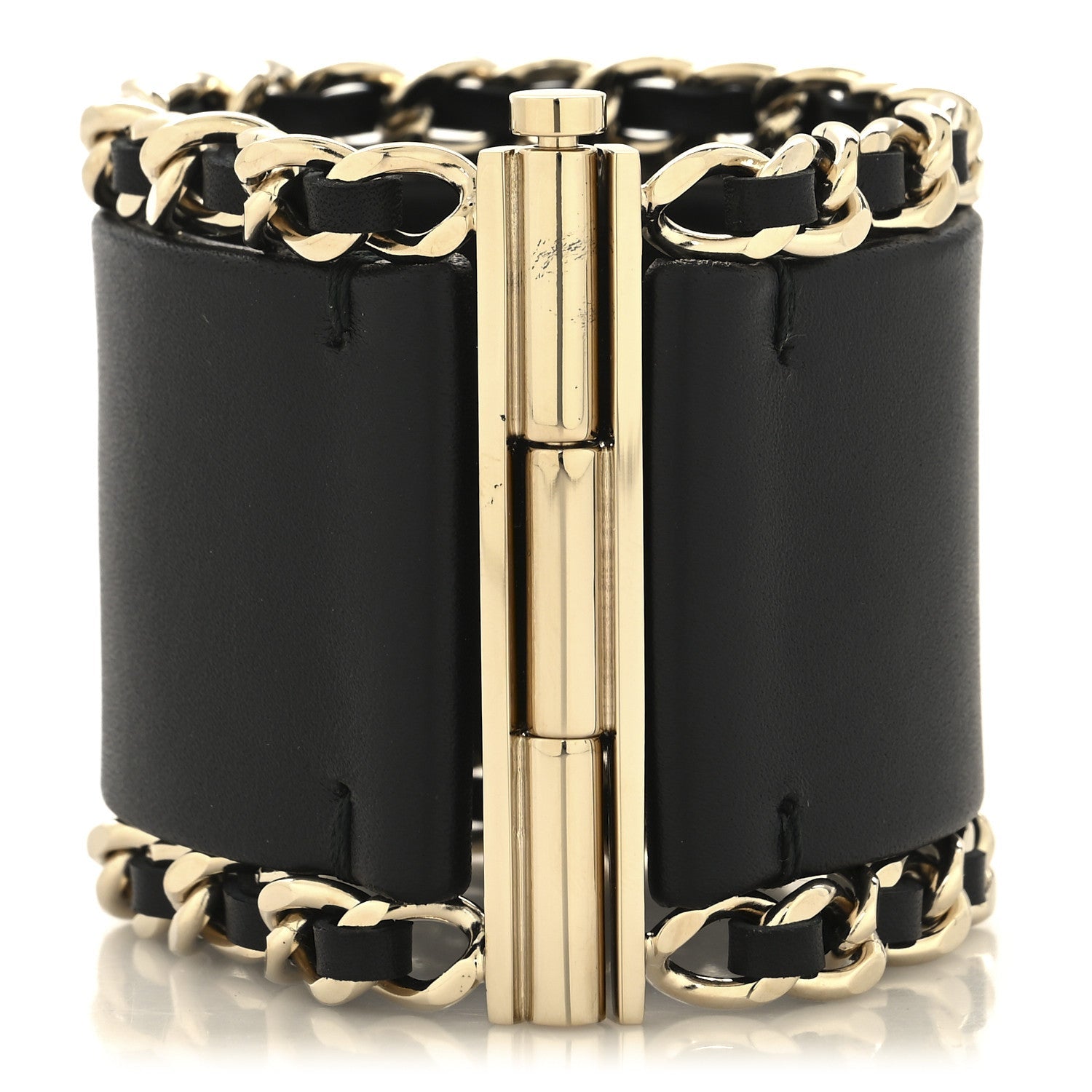 Lambskin Chain CC Bracelet S Black Gold