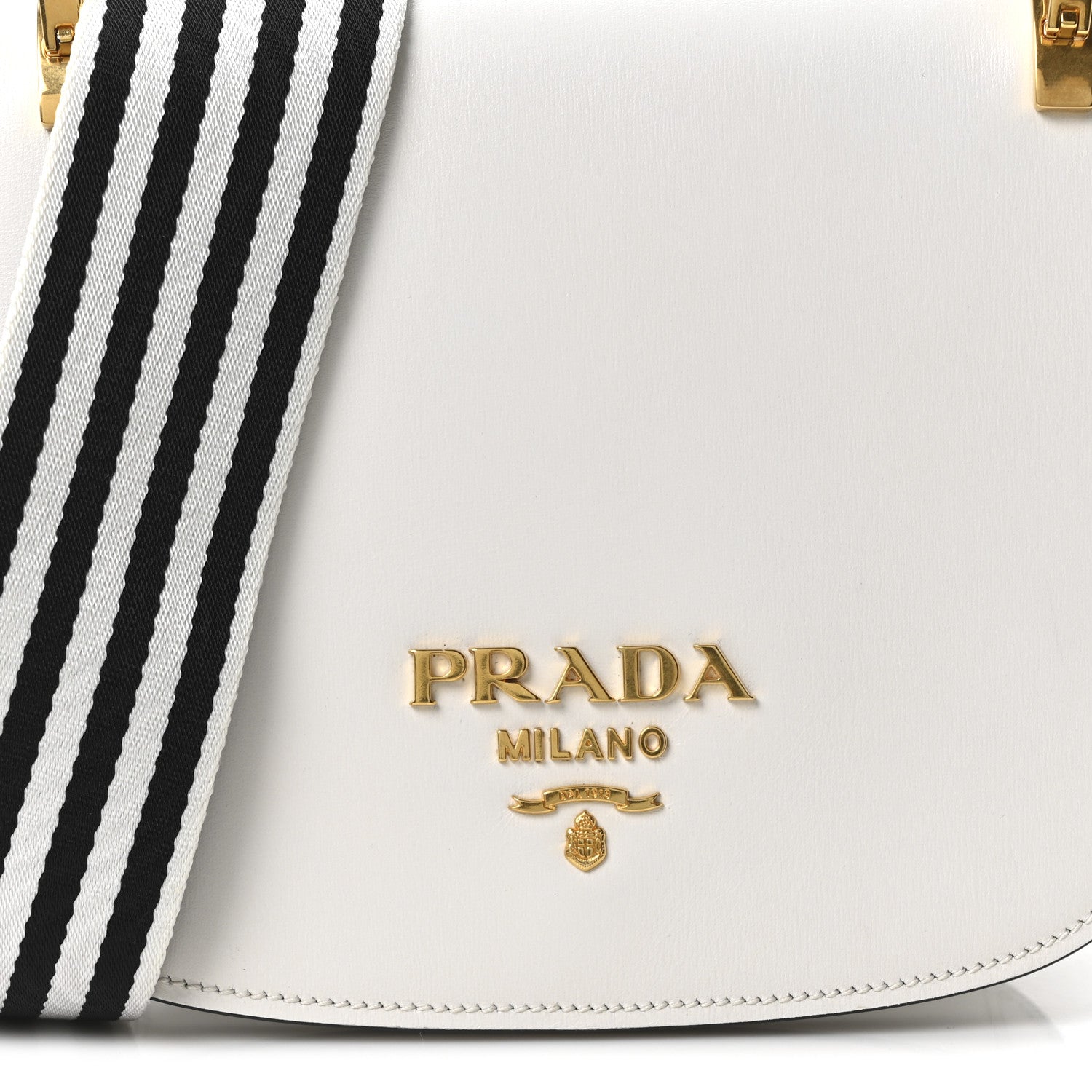 City Calf Striped Pionniere Saddle Bag White Black