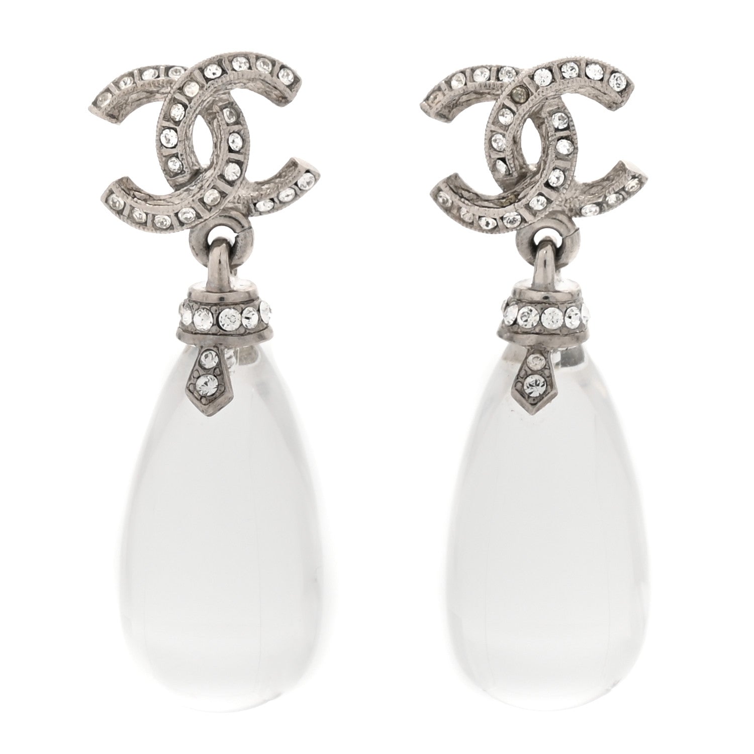 Ruthenium Crystal CC Drop Earrings Silver