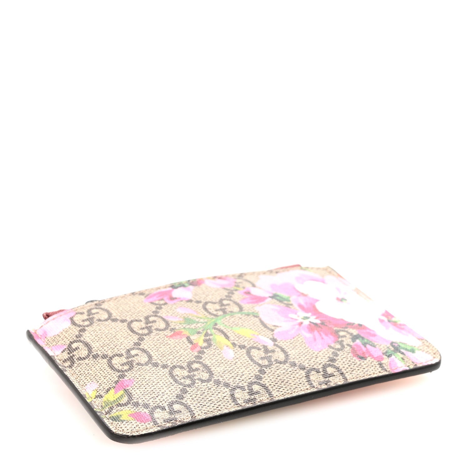 GG Supreme Monogram Blooms Key Ring Coin Case Beige Multicolor Dry Rose