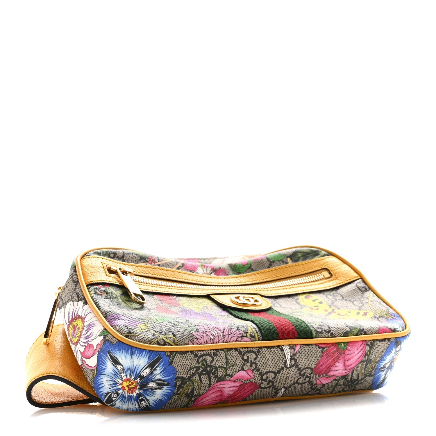 GG Supreme Monogram Flora Medium Ophidia Belt Bag Beige Multicolor Crop
