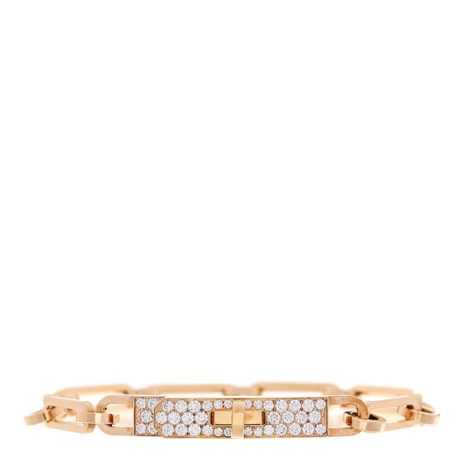 18K Yellow Gold Diamond Pave PM Kelly Chaine Bracelet SH