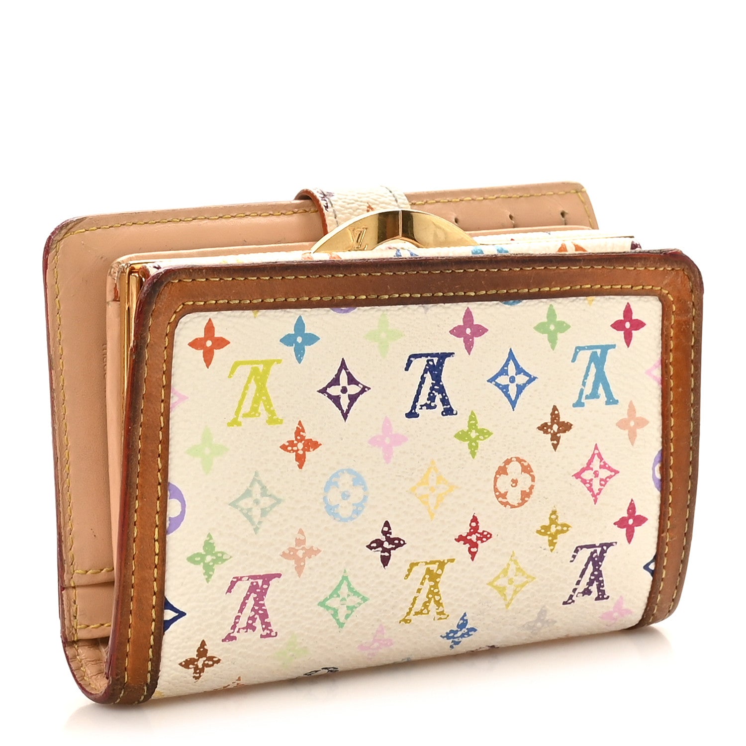 Monogram Multicolor French Purse Wallet White