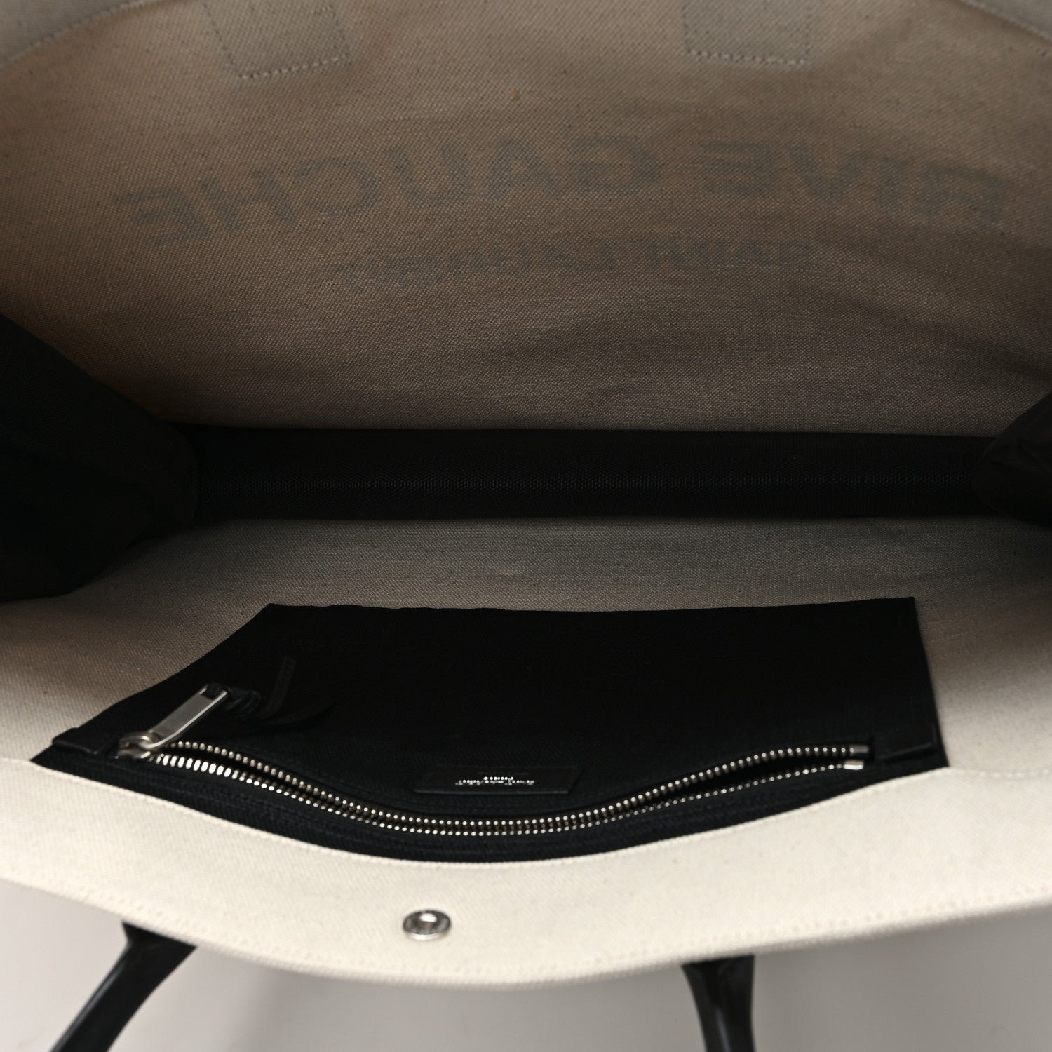 Linen Calfskin Rive Gauche Tote White Black