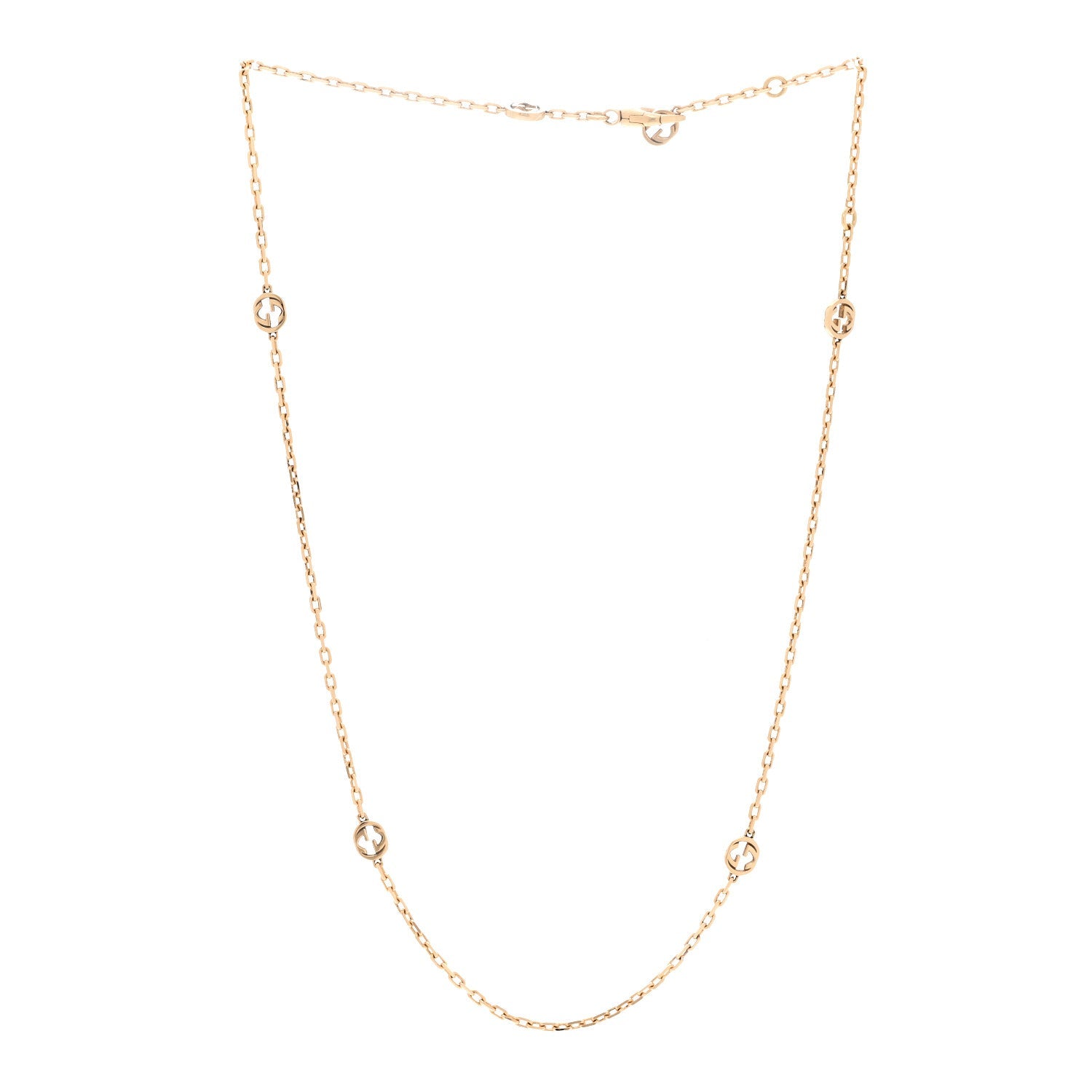 18K Yellow Gold Running GG Station Necklace