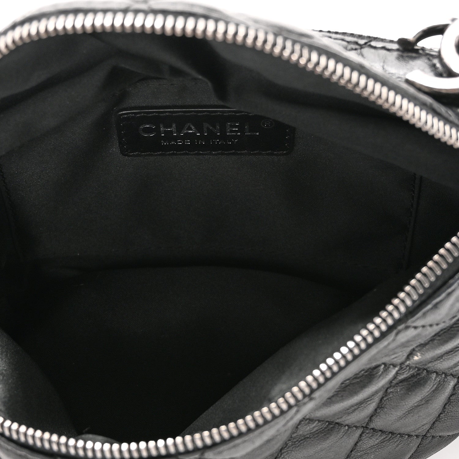 Lambskin Quilted Banane Waist Bag Fanny Pack Black