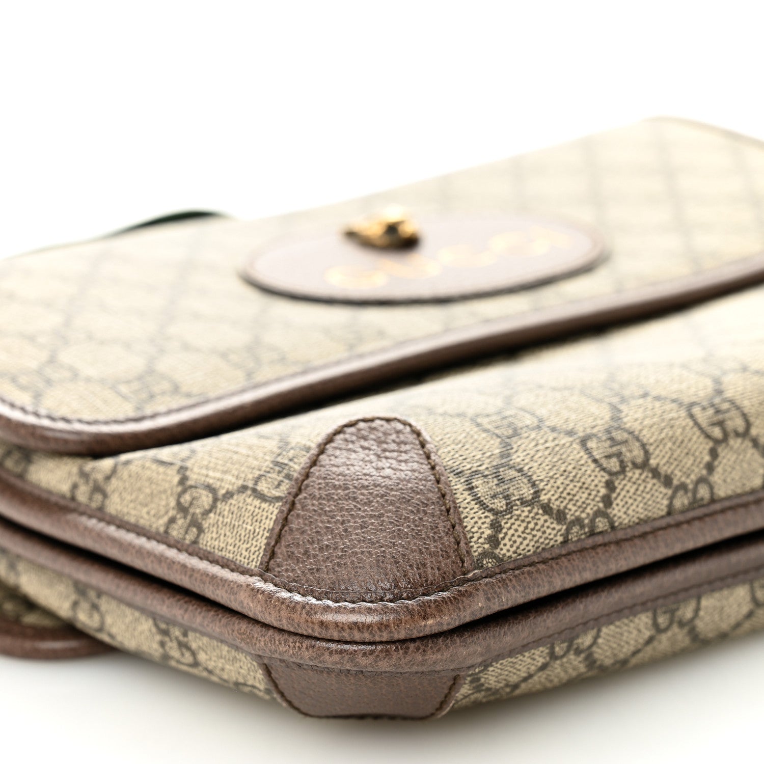GG Supreme Monogram Web Neo Vintage Double Flap Messenger Bag Beige New Acero