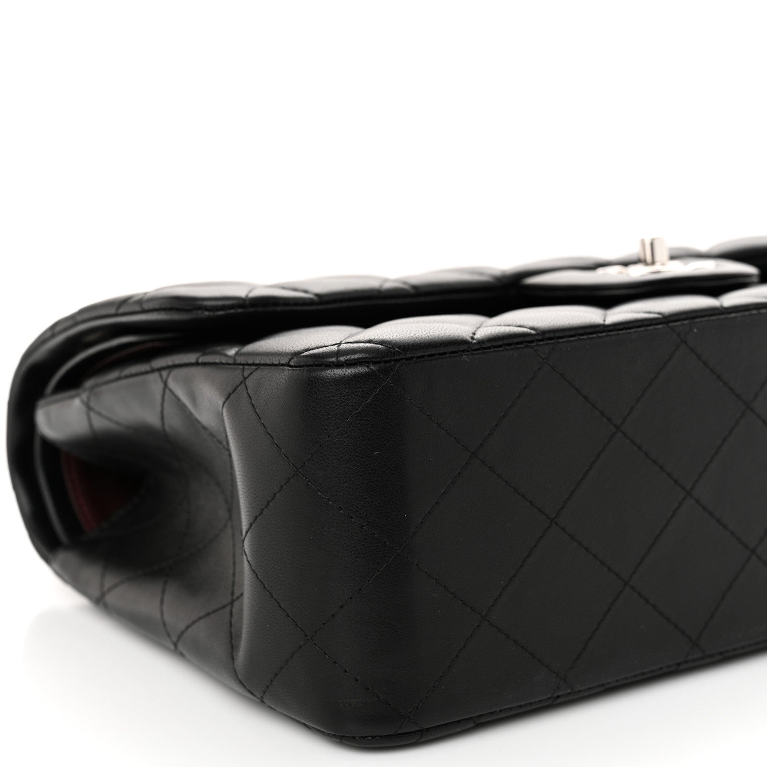 Lambskin Quilted Jumbo Double Flap Black