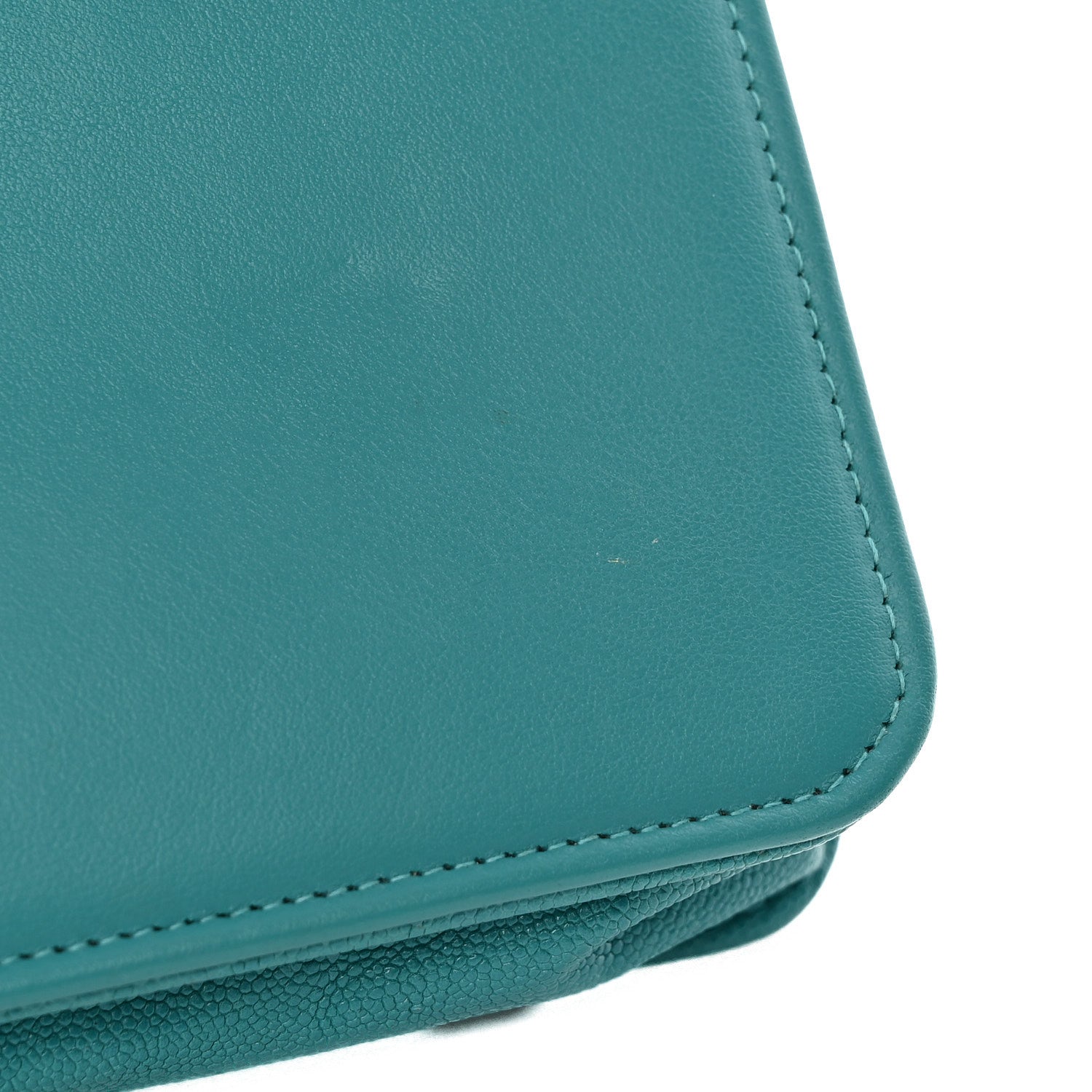 Caviar Quilted Boy Wallet On Chain WOC Light Blue