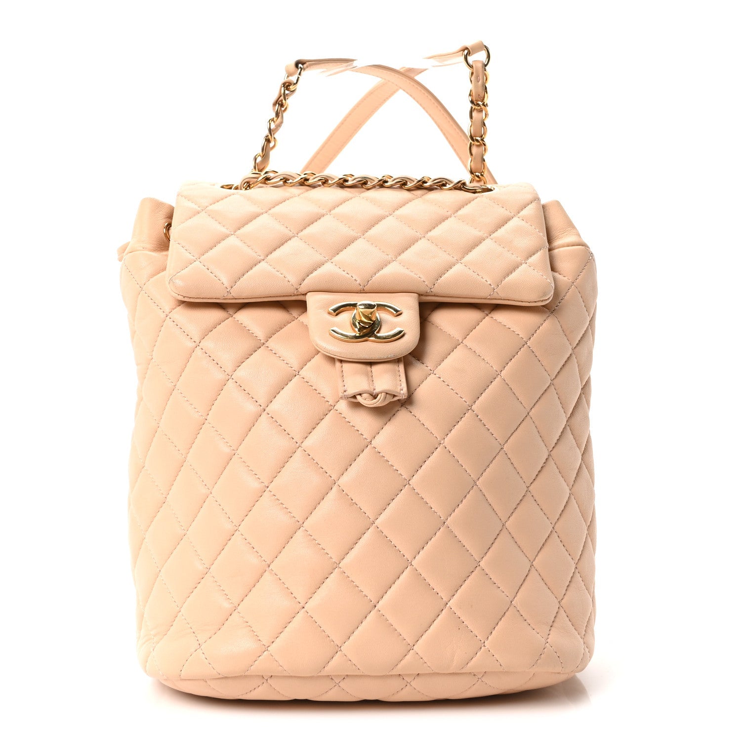 Calfskin Quilted Small Urban Spirit Backpack Beige
