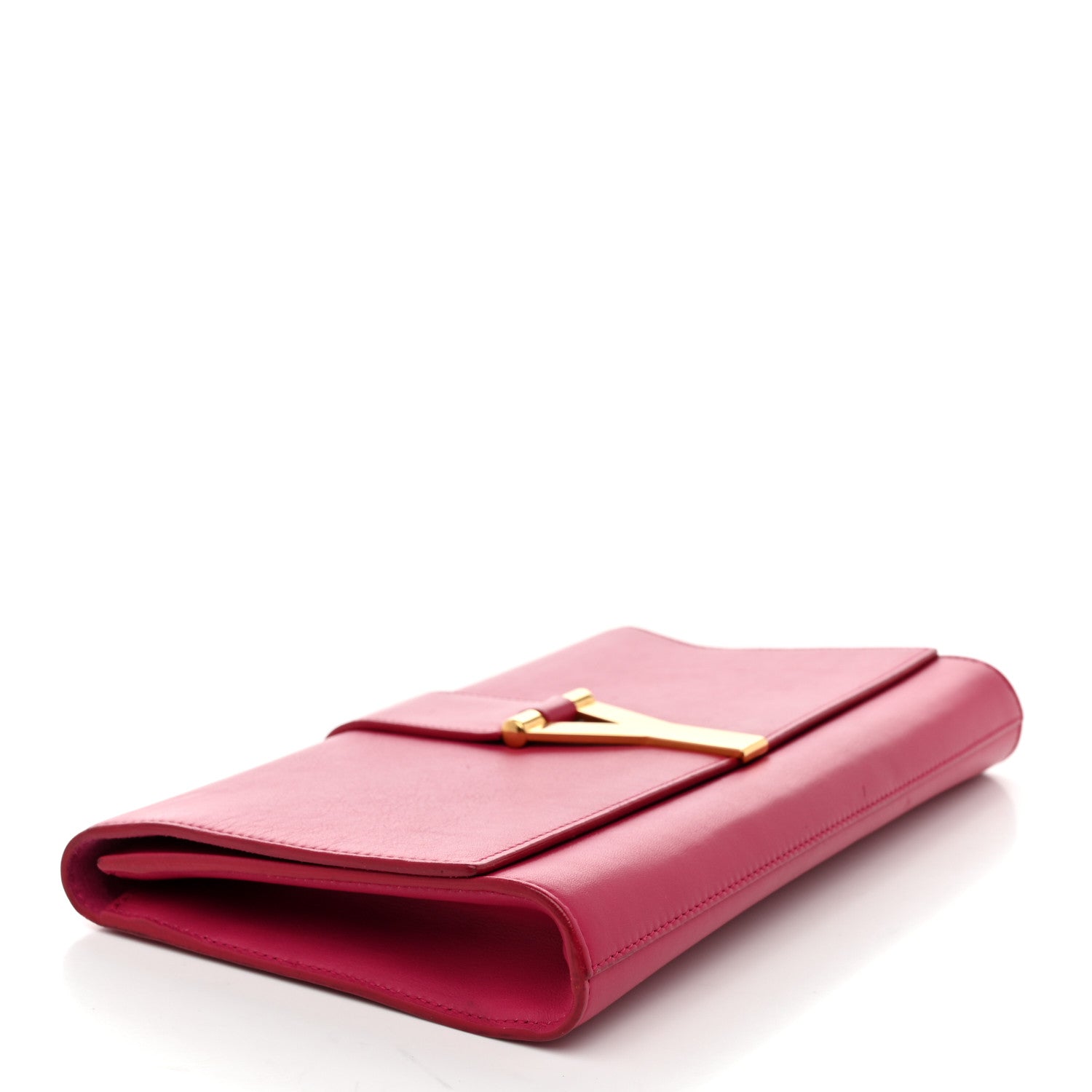 Calfskin Classic Y Ligne Clutch Fuchsia