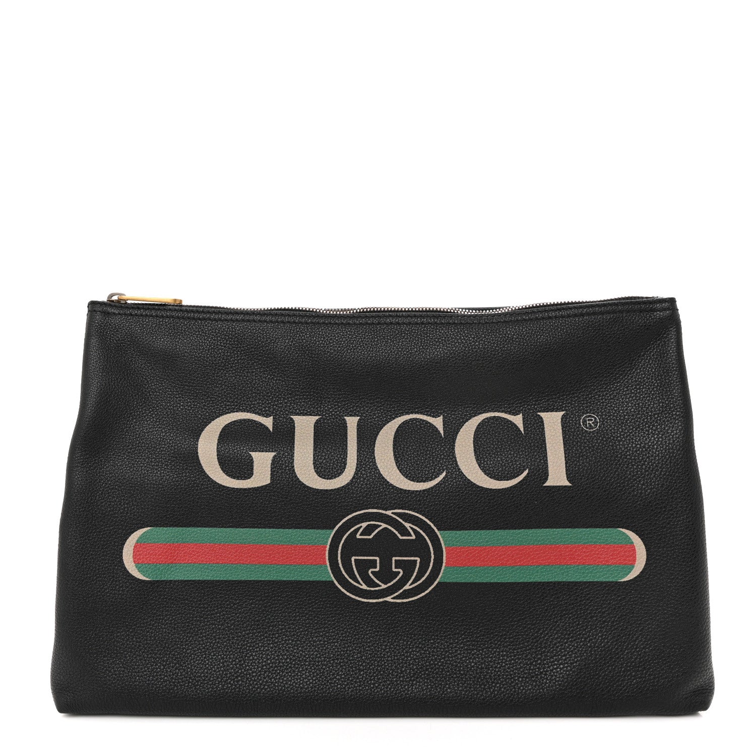 Pebbled Calfskin Large Logo Portfolio Clutch Black