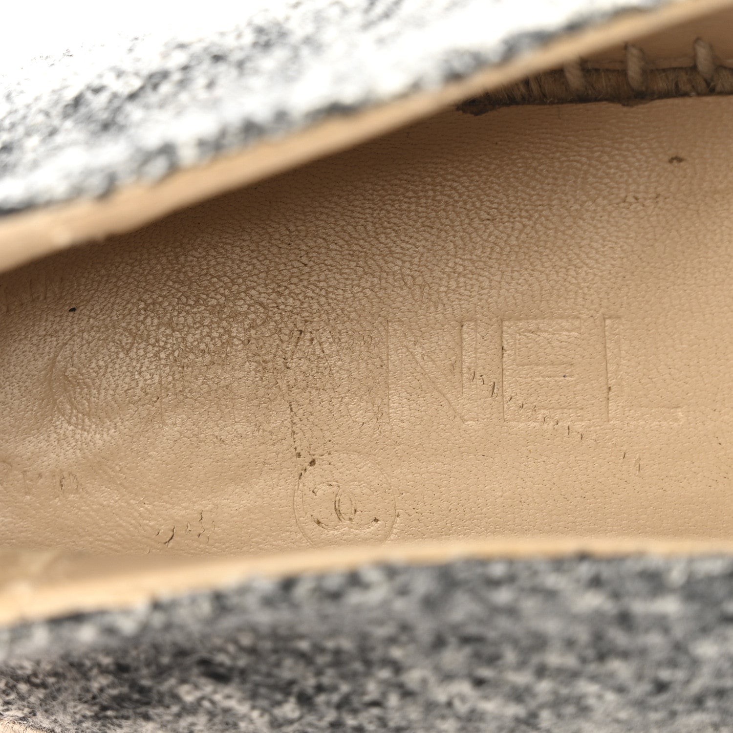Tweed Velvet CC Espadrilles 38 Grey Black