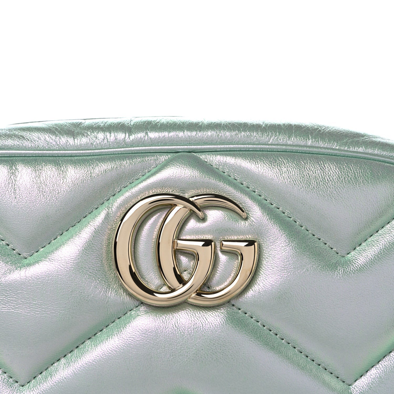 Iridescent Nappa Chevron Matelasse Small GG Marmont Chain Shoulder Bag Iridescent Salvy Green