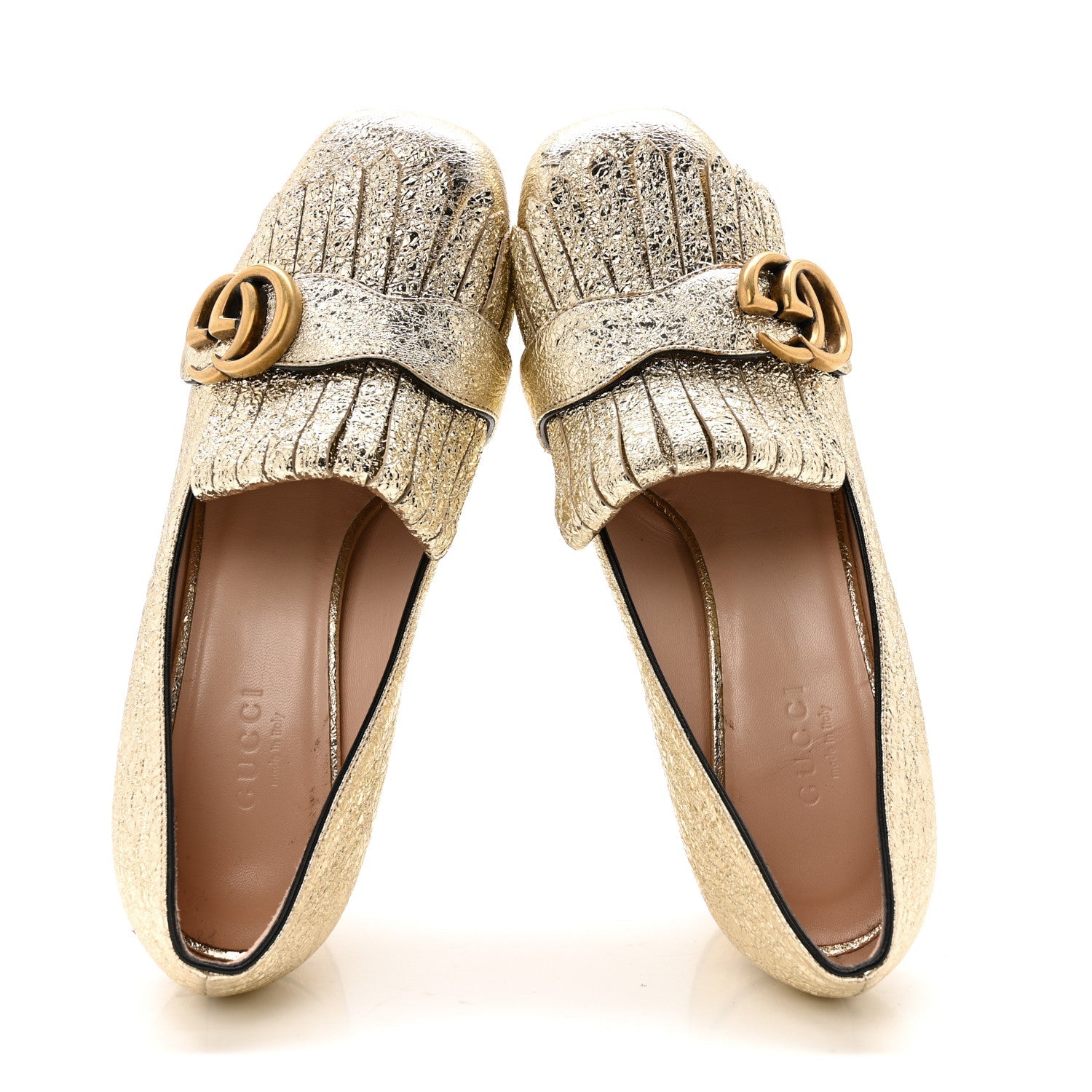 Galassia GG Marmont Fringe 50mm Loafer Pumps 35 Platino