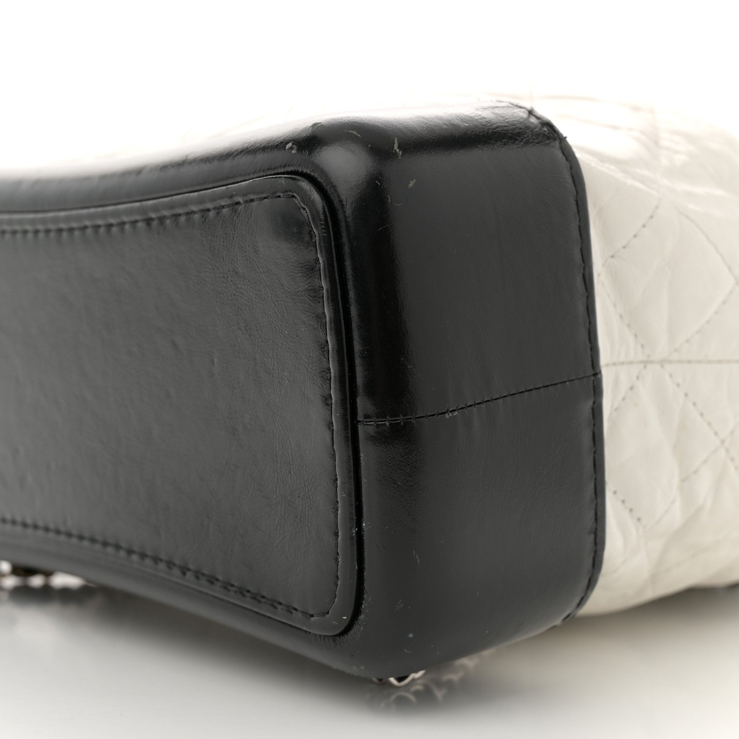 Aged Calfskin Quilted Gabrielle Backpack Black White