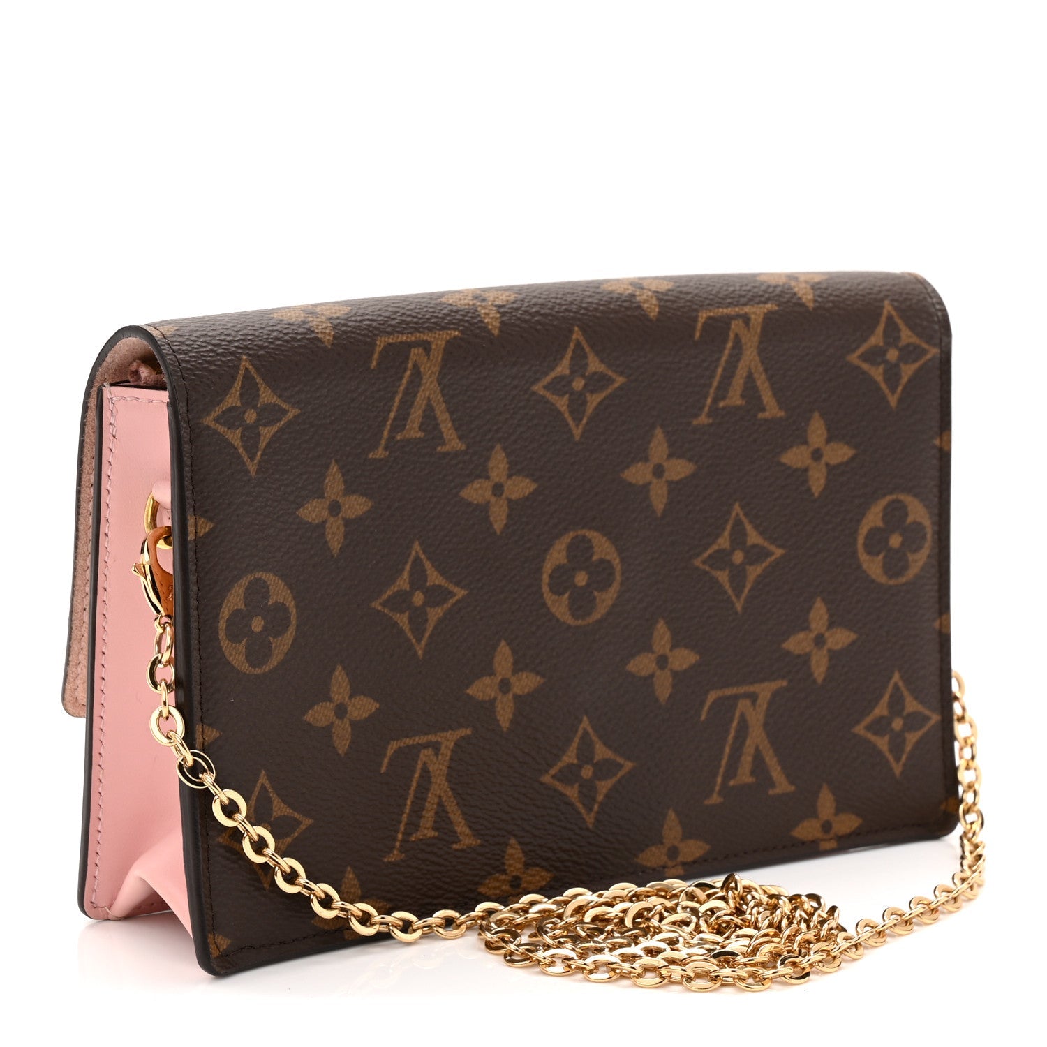 Monogram Flore Chain Wallet Rose Ballerine