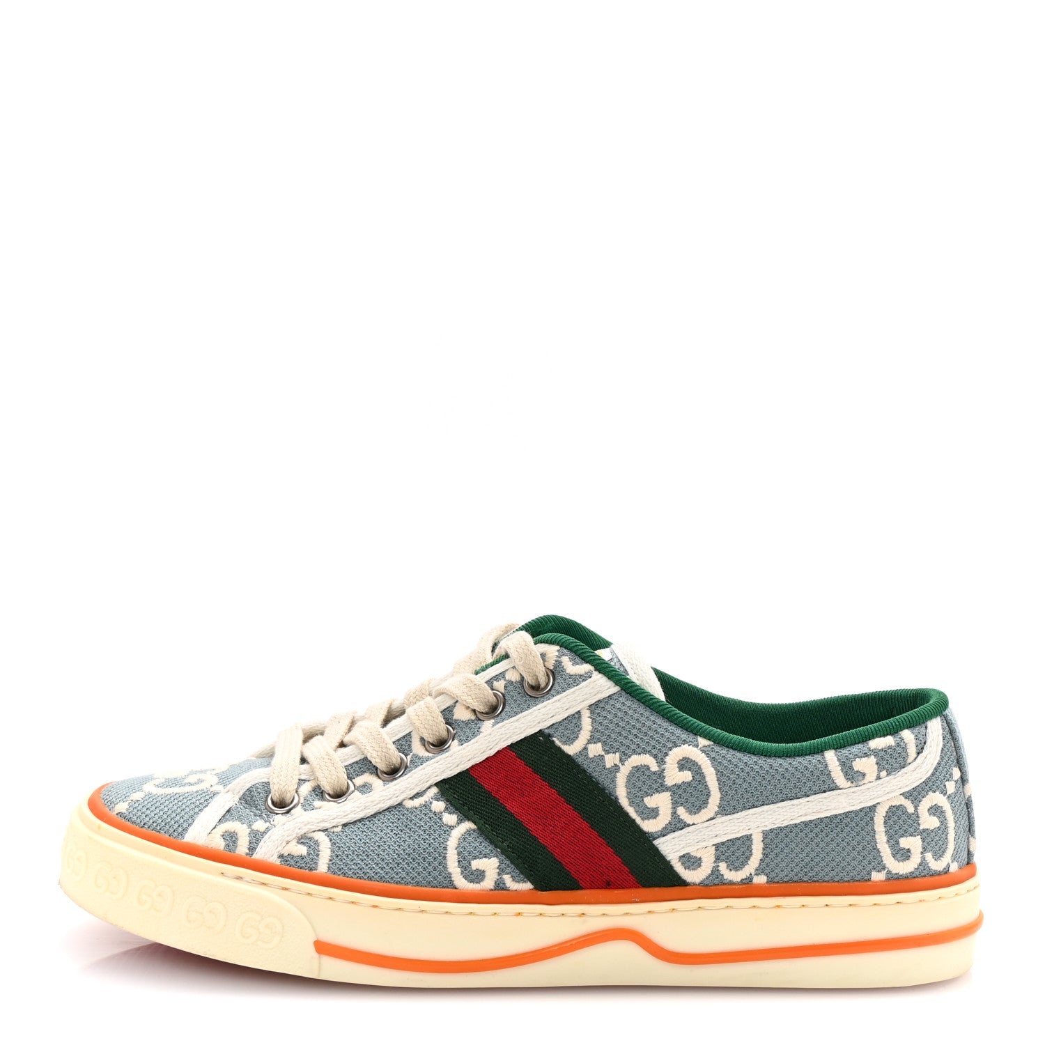 Cotton GG Monogram Web Womens 1977 Tennis Sneakers 37 Philod Ivory Mystic White