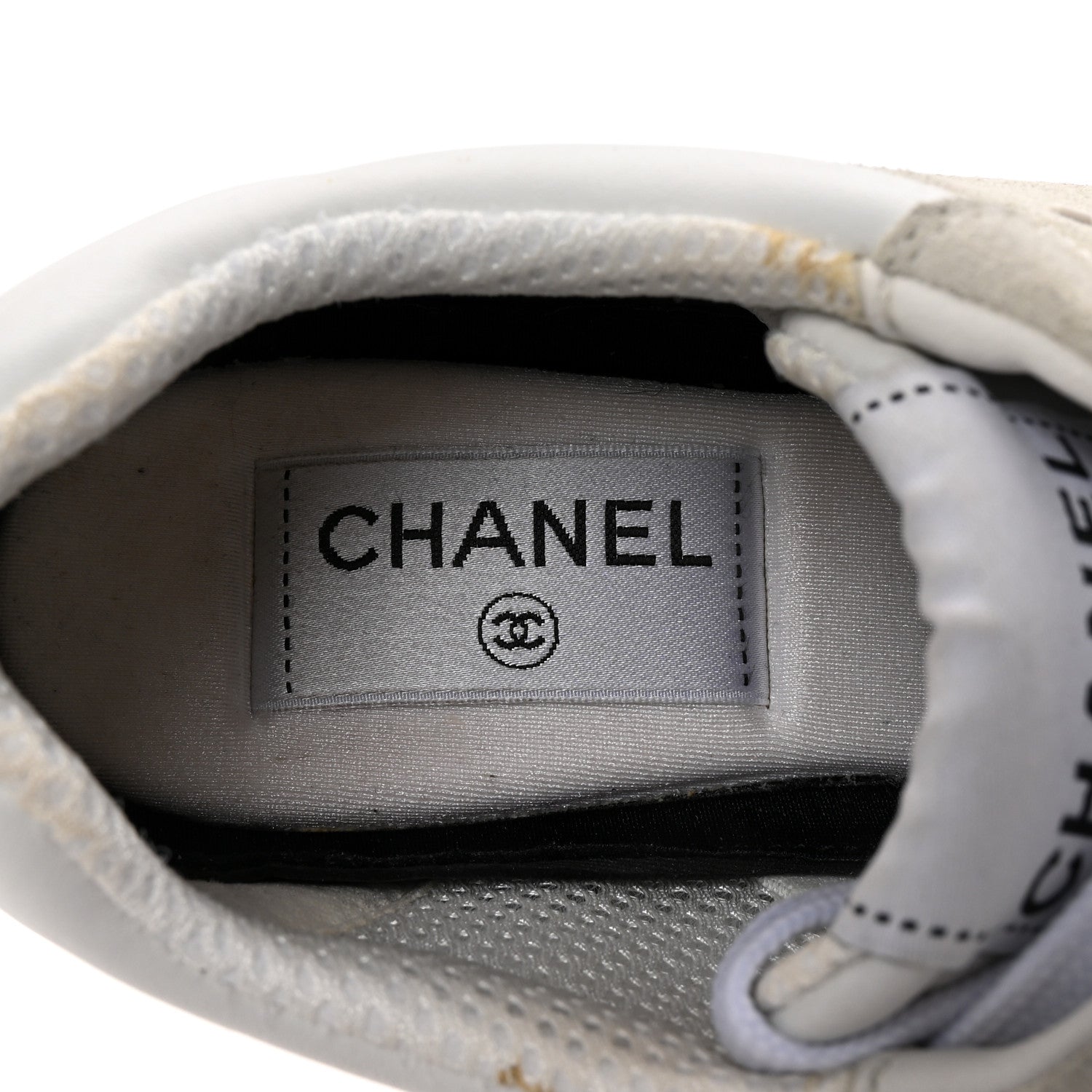 Calfskin Suede Coco Mark Logo Womens Sneakers 35.5 White