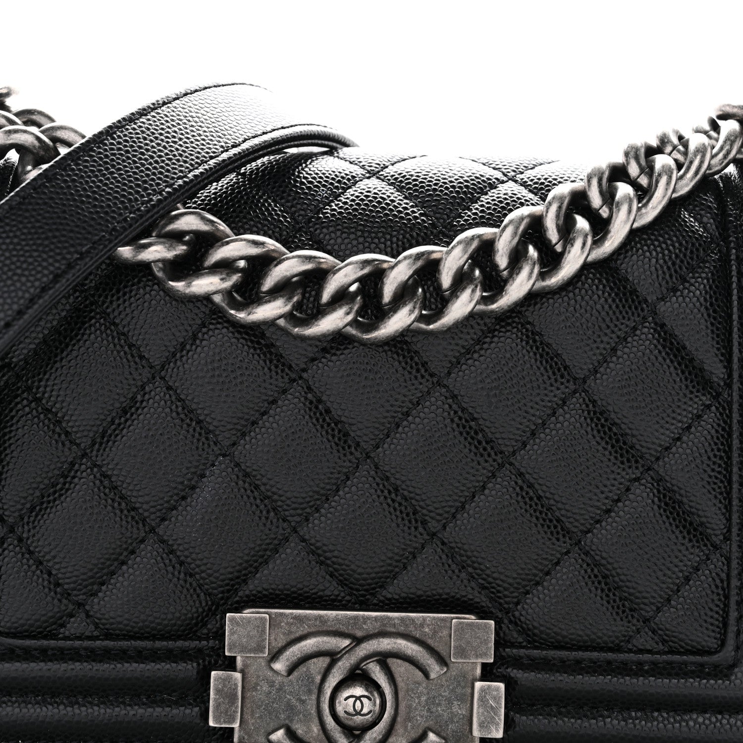 Caviar Quilted Small Boy Flap Black