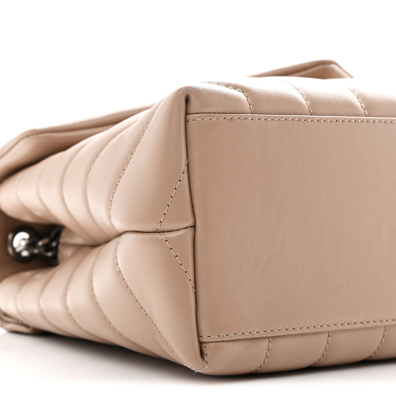 Calfskin Y Quilted Monogram Small Loulou Chain Satchel Dark Beige