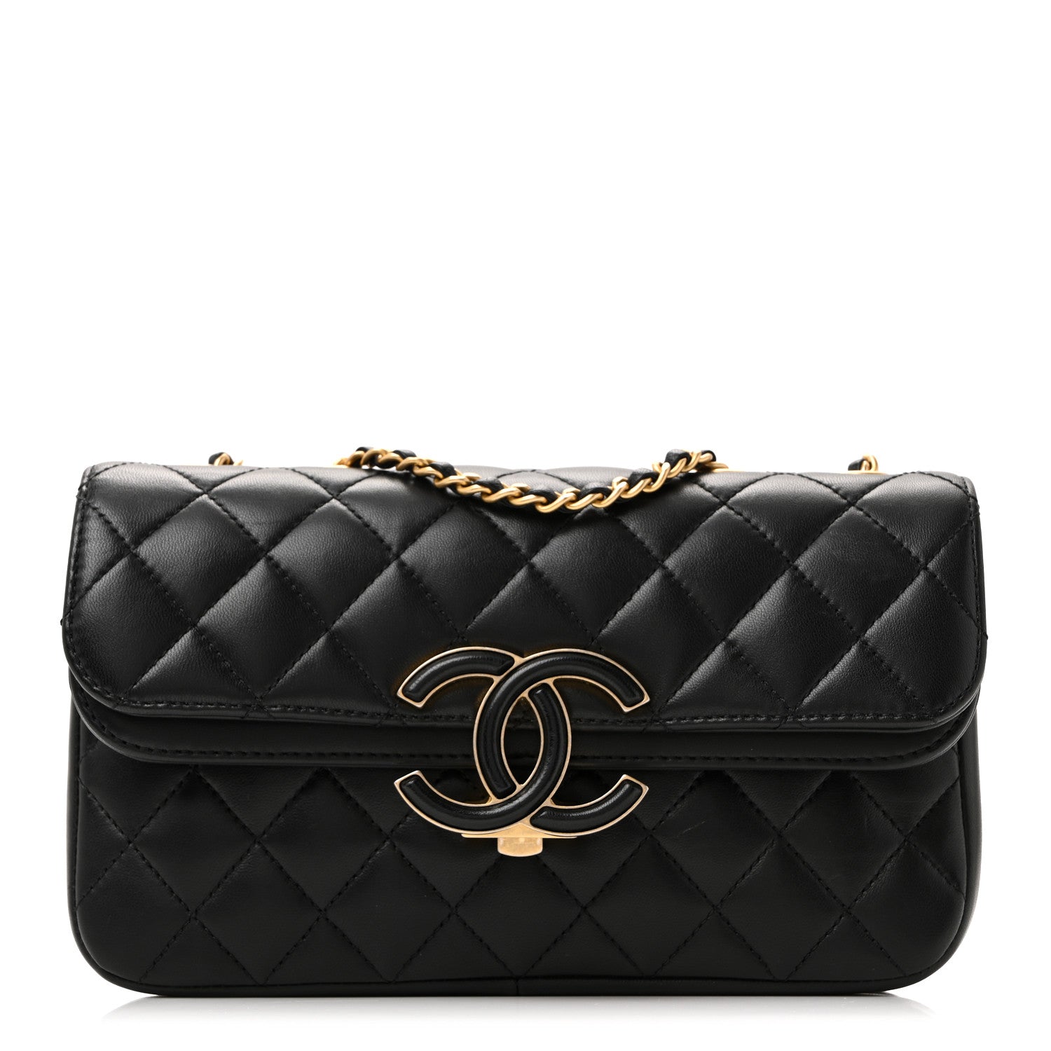 Lambskin Quilted Small CC Chic Flap Black