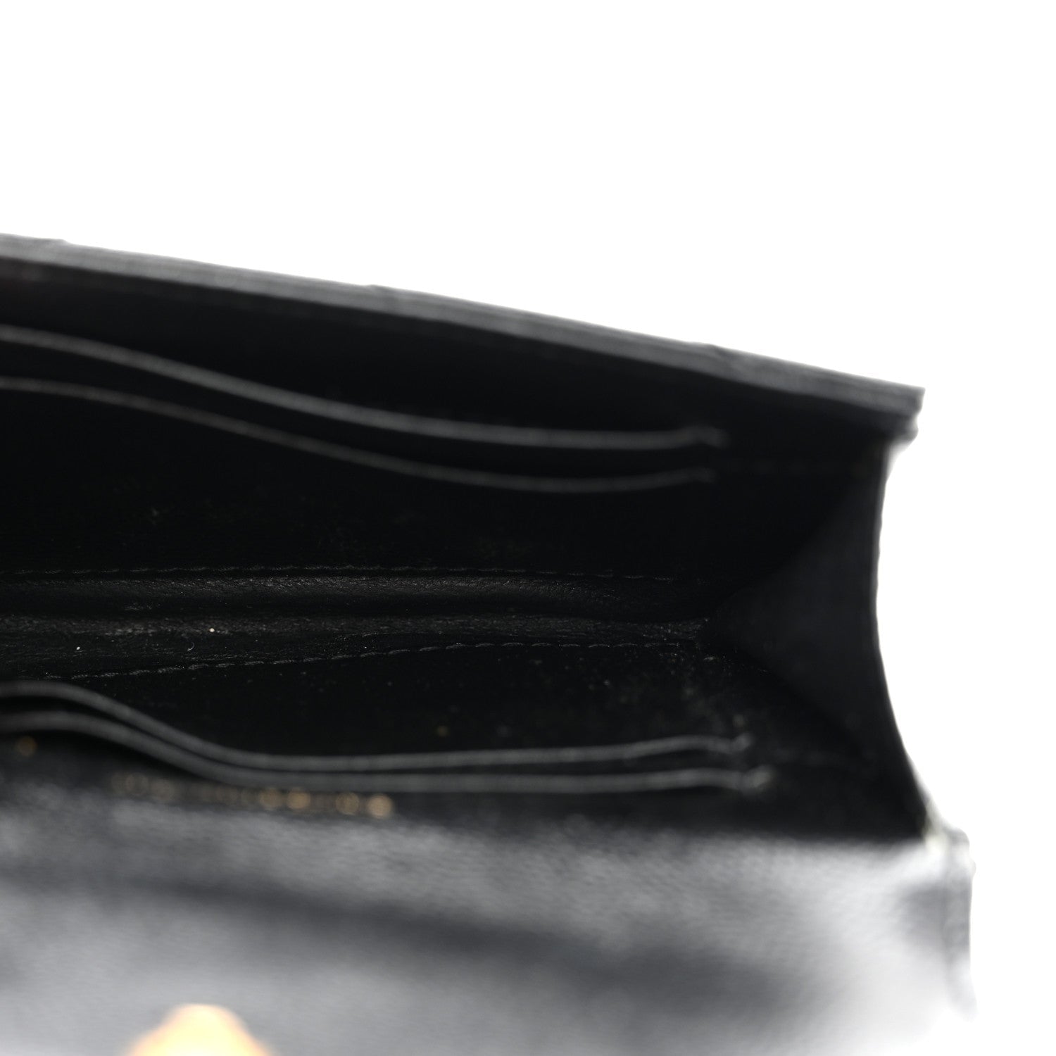Grain De Poudre Matelasse Chevron Small Monogram Envelope Wallet Black