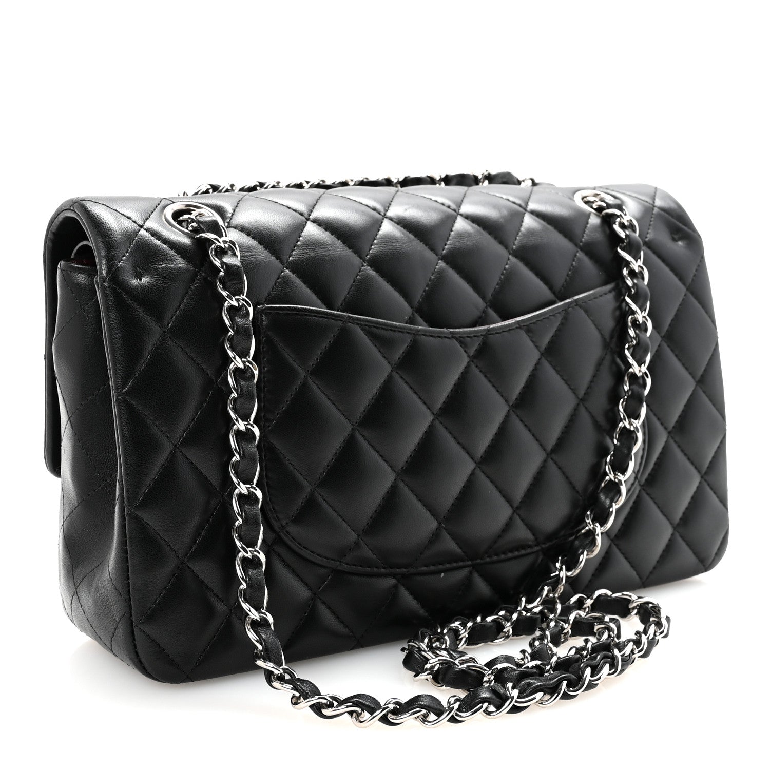 Lambskin Quilted Medium Double Flap Black