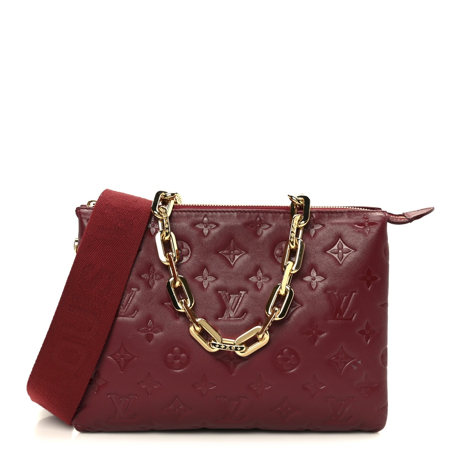 Lambskin Embossed Monogram Coussin PM Wine