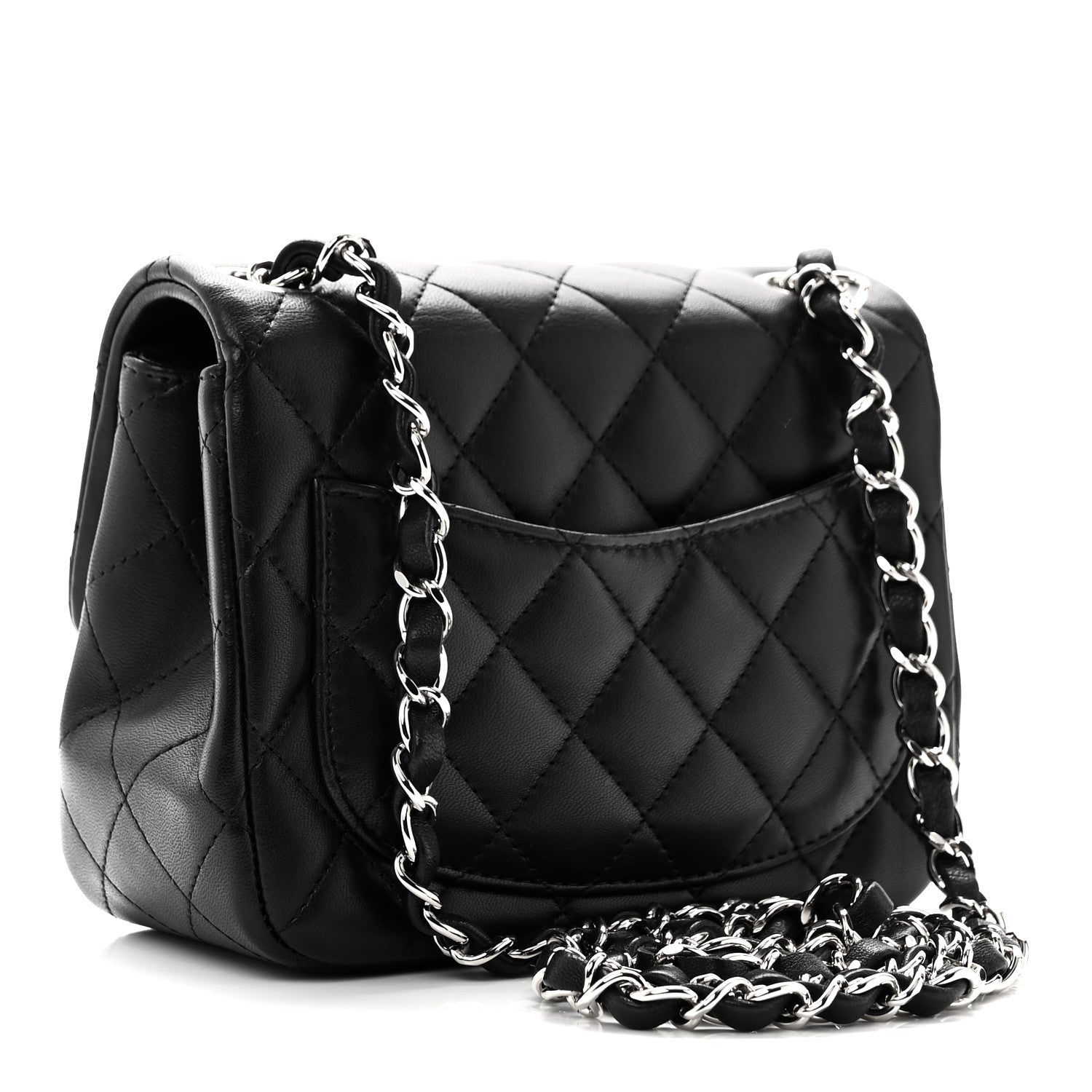 Lambskin Quilted Mini Square Flap Black