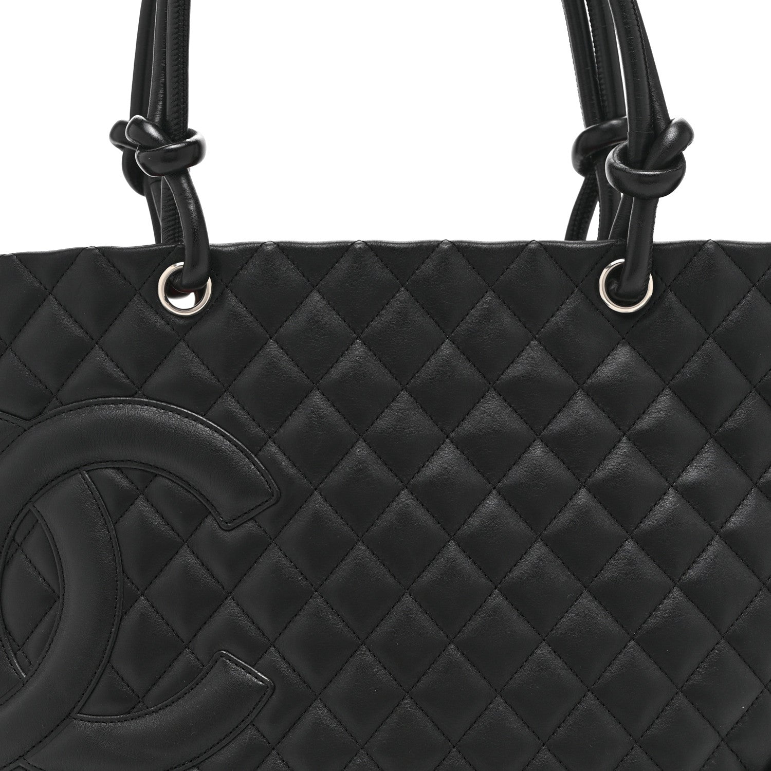 Calfskin Quilted Large Cambon Tote Black