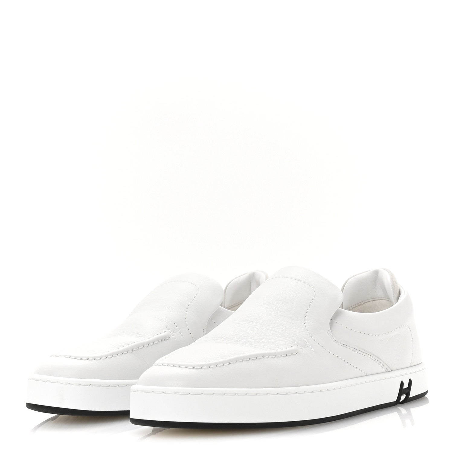 Calfskin Suede Goatskin Kiddy Slip On Sneakers 38 White