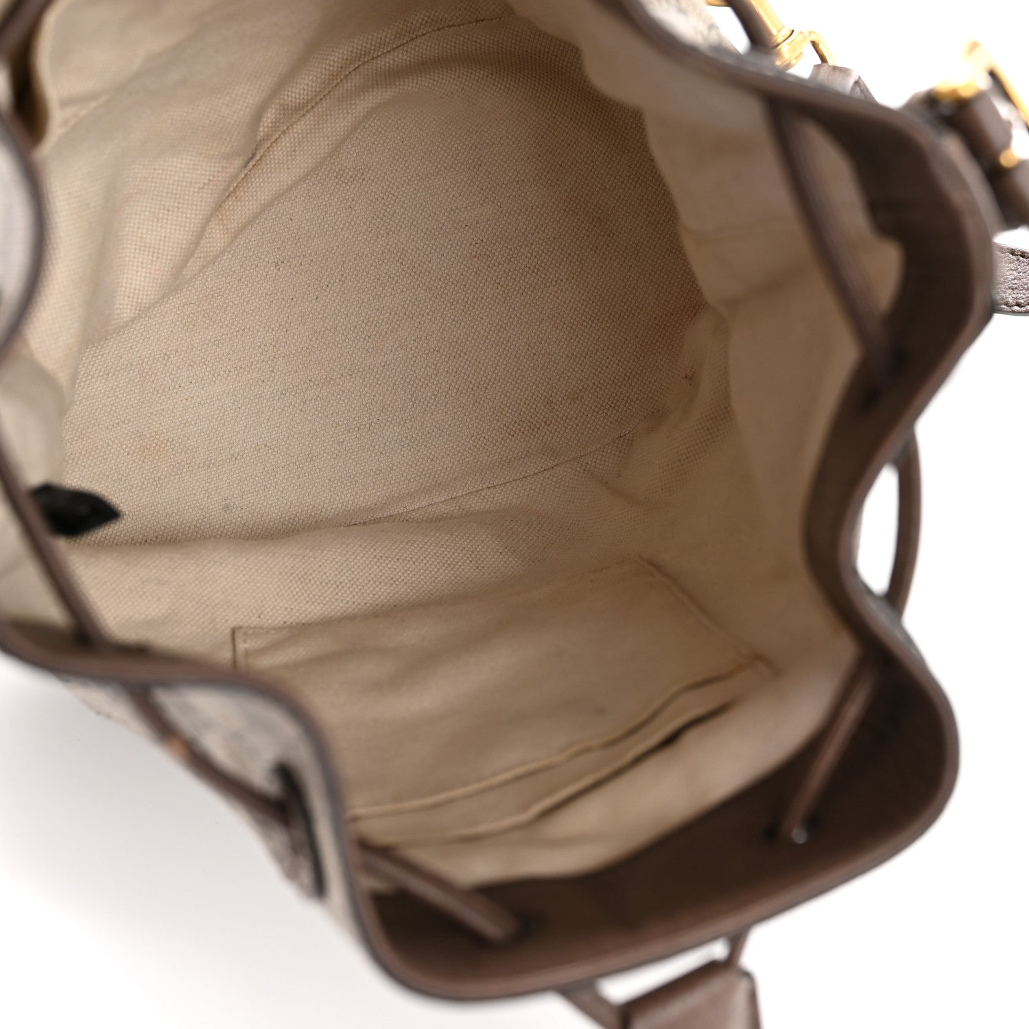 GG Supreme Monogram Neo Vintage Drawstring Bucket Backpack Beige New Acero Crop