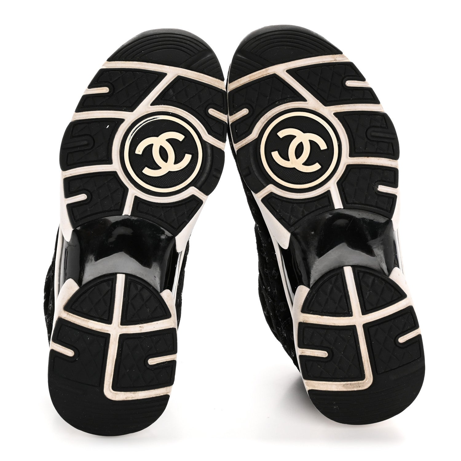 Suede Calfskin Printed CC Sneakers 35 Black