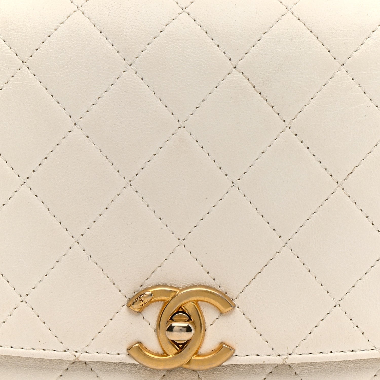 Lambskin Quilted La Parisienne Top Handle Flap White