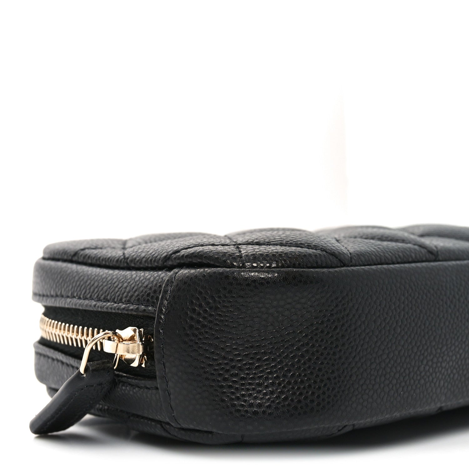 Caviar Quilted Small Curvy Pouch Cosmetic Case Black