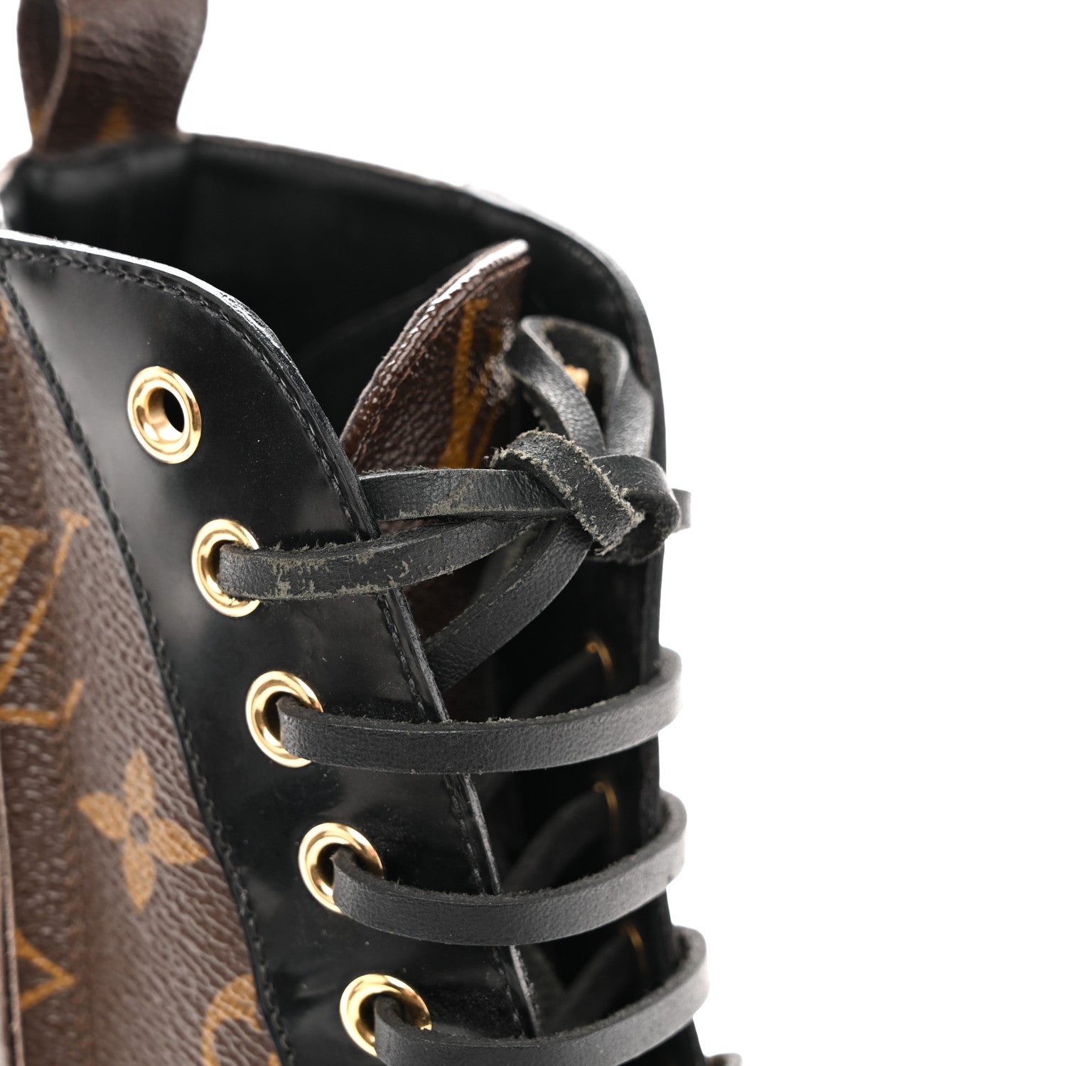Patent Calfskin Monogram Star Trail Ankle Boots 36 Black