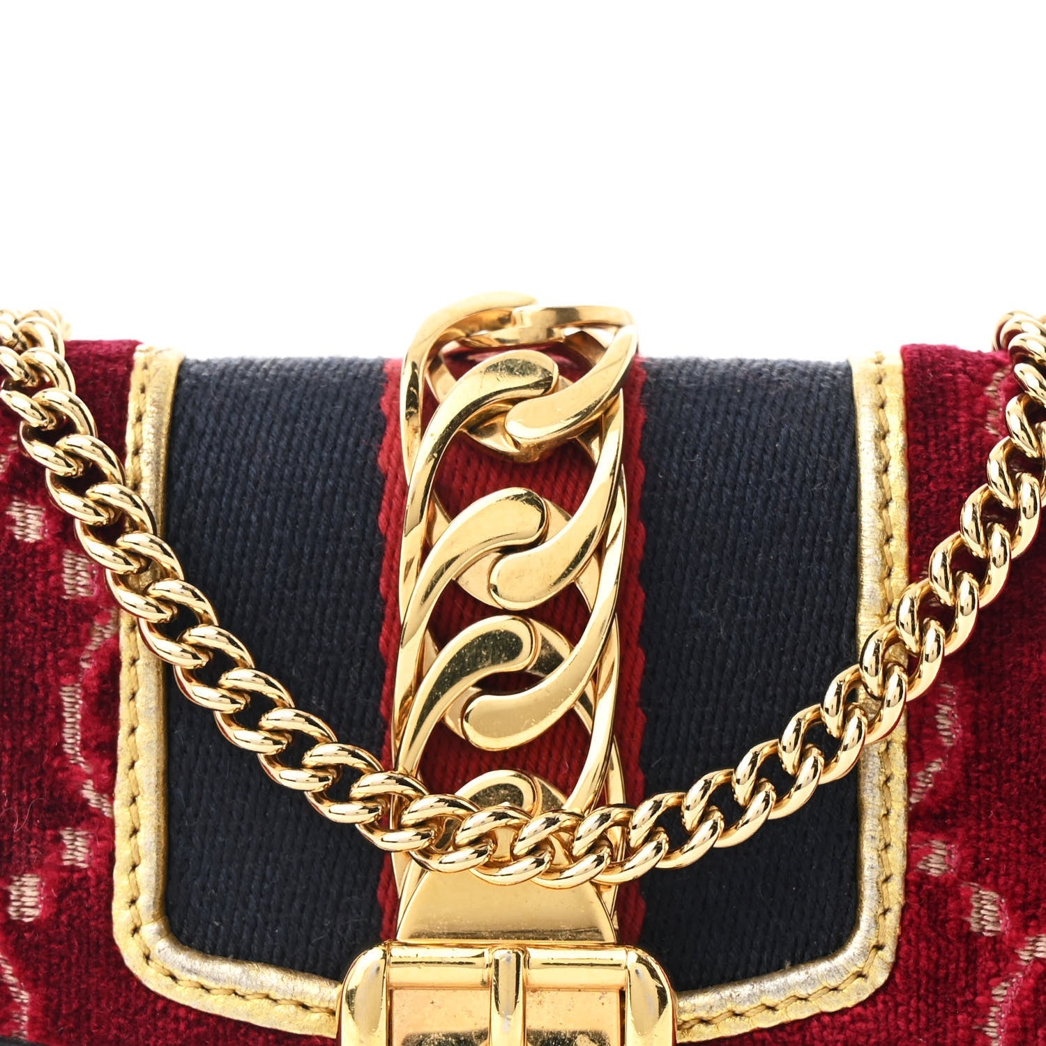 Velvet GG Monogram Super Mini Sylvie Chain Shoulder Bag Red Cipria Black