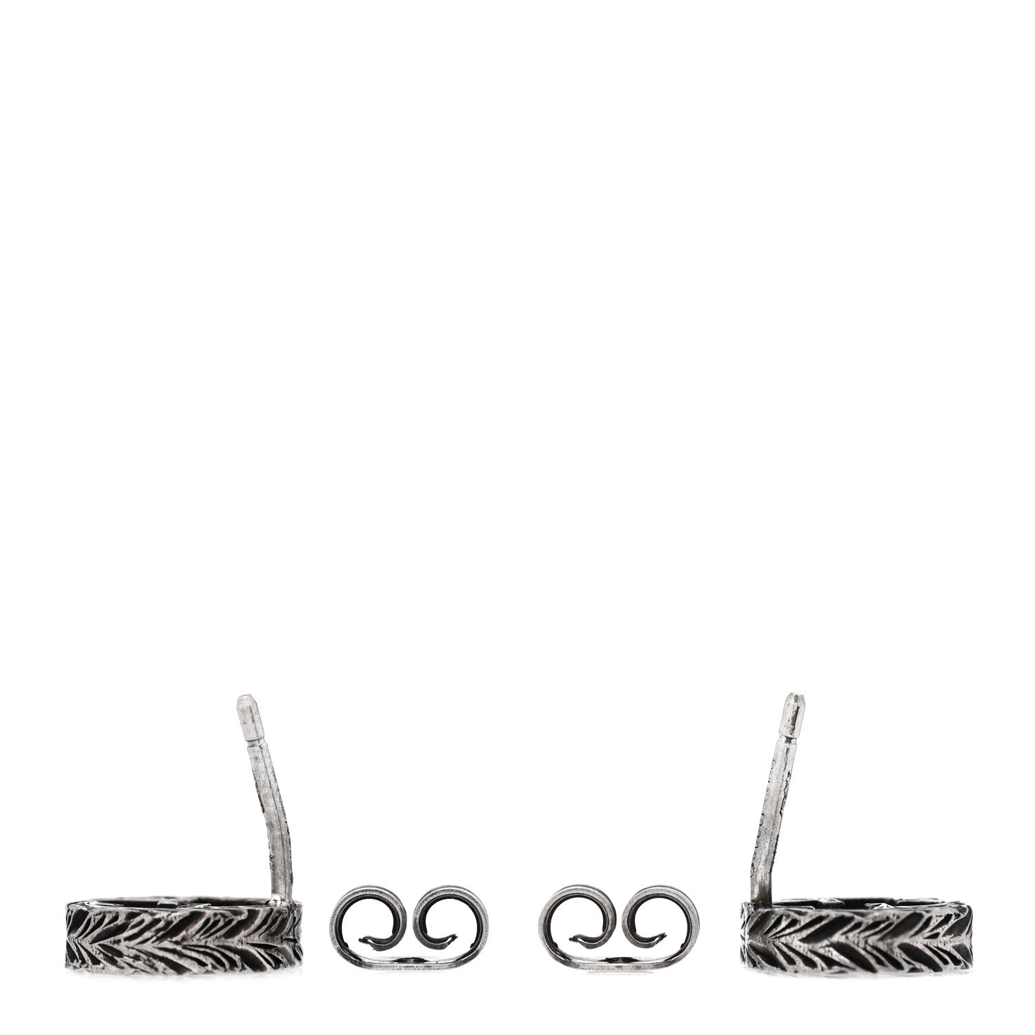 Sterling Silver Textured Interlocking G Stud Earrings