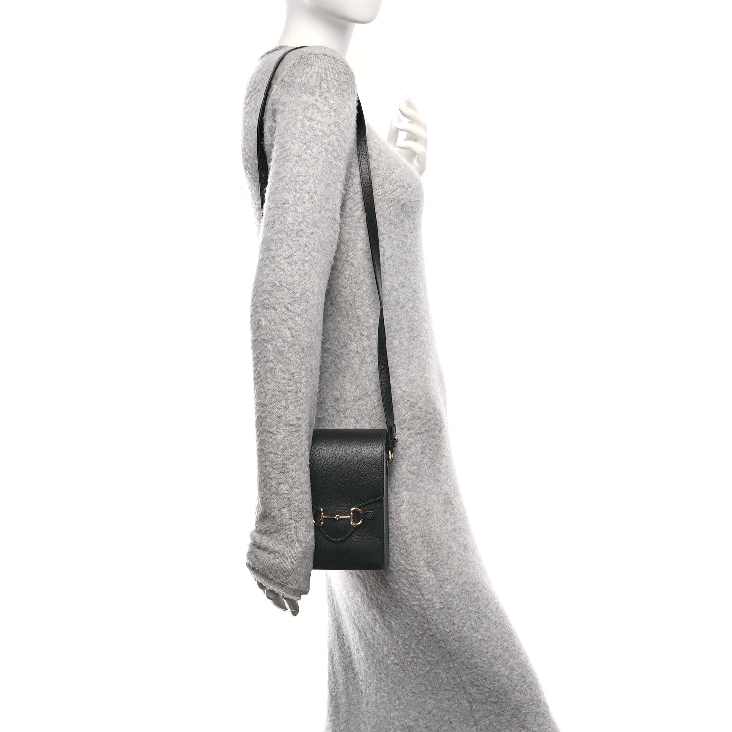 Dollar Calfskin Vertical Horsebit 1955 Crossbody Bag Black