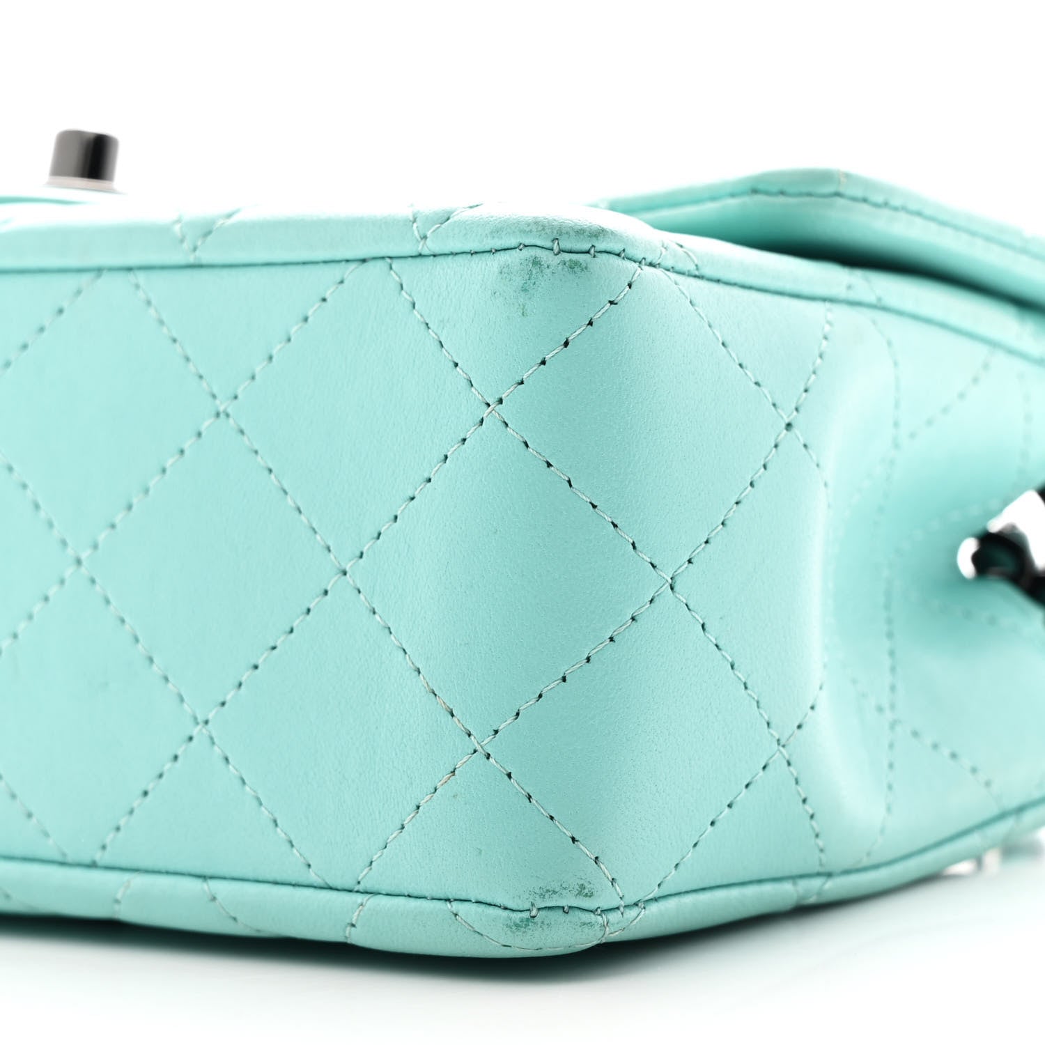 Lambskin Quilted Mini Rectangular Flap Turquoise