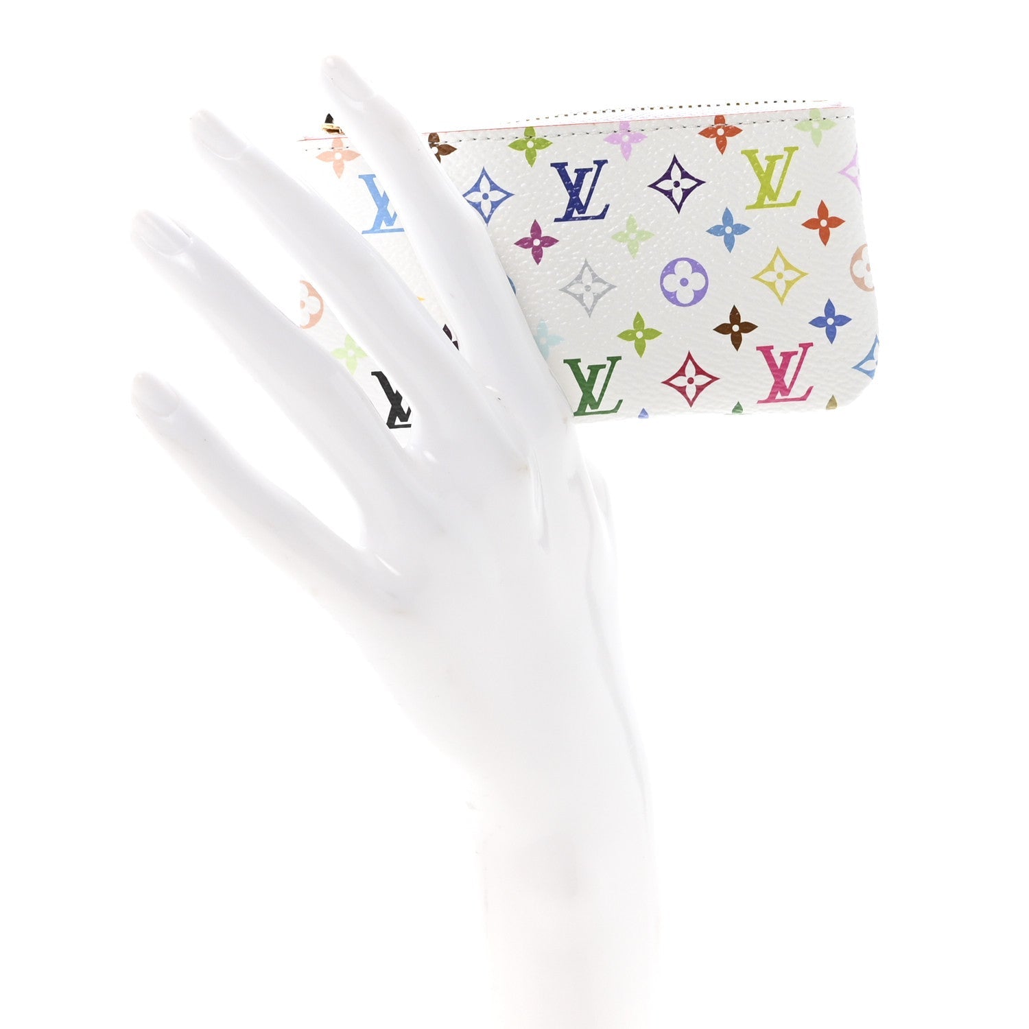 LV X TM Monogram Multicolor Key Pouch White