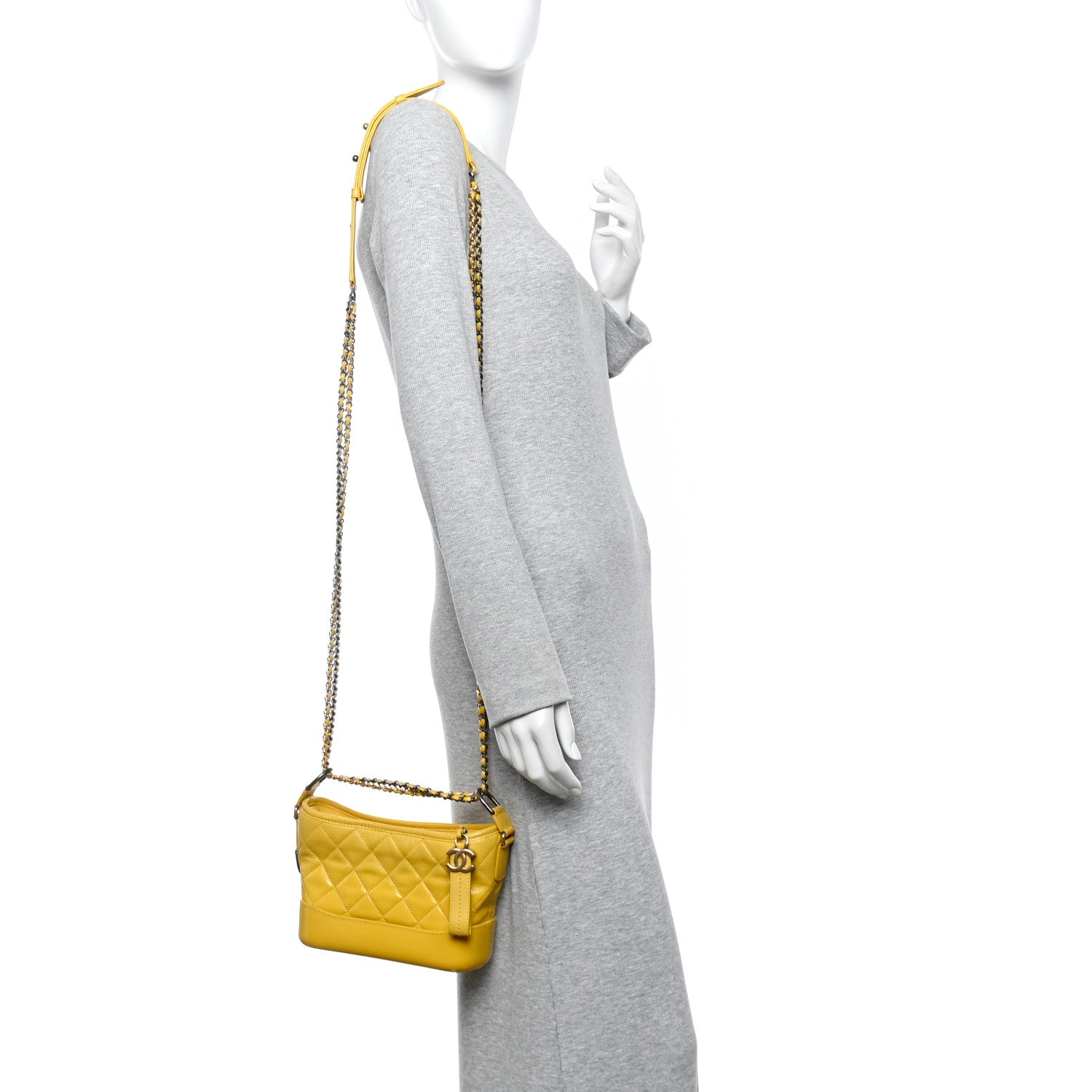 Patent Goatskin Quilted Small Gabrielle Hobo Yellow